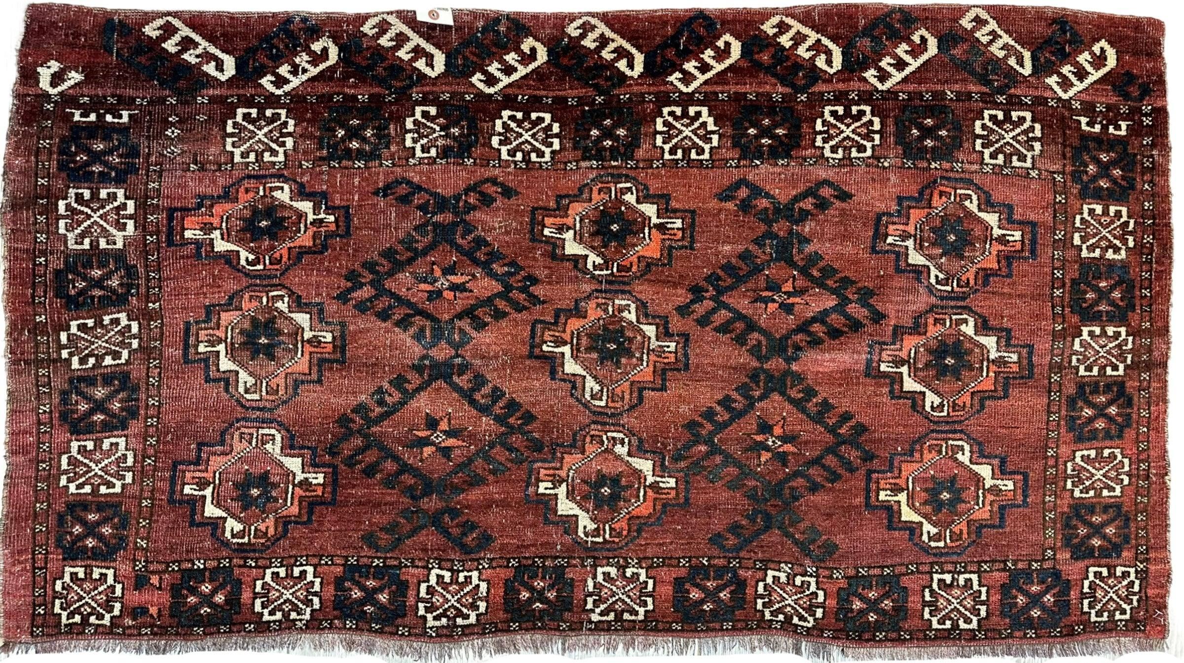 Antique Kizil Ayak Turkoman Chuval, Juval Rug 60"×34”