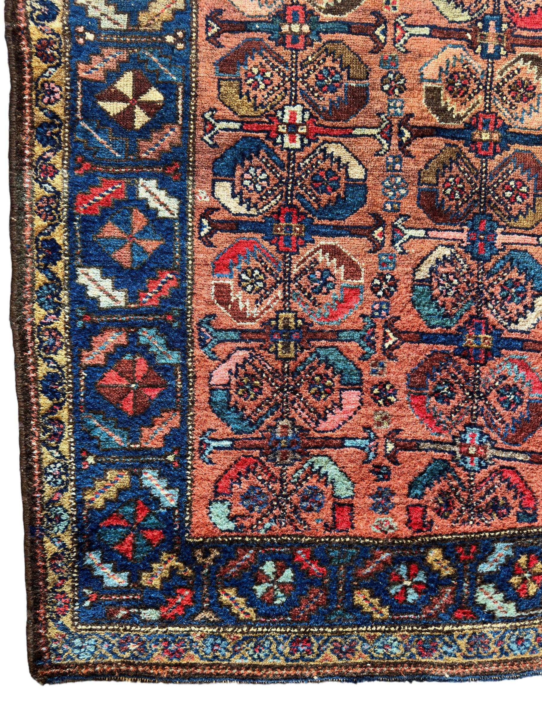 Antique One of Kind Persian Hamedan Enjelas Rug 3’11” x 4’4”