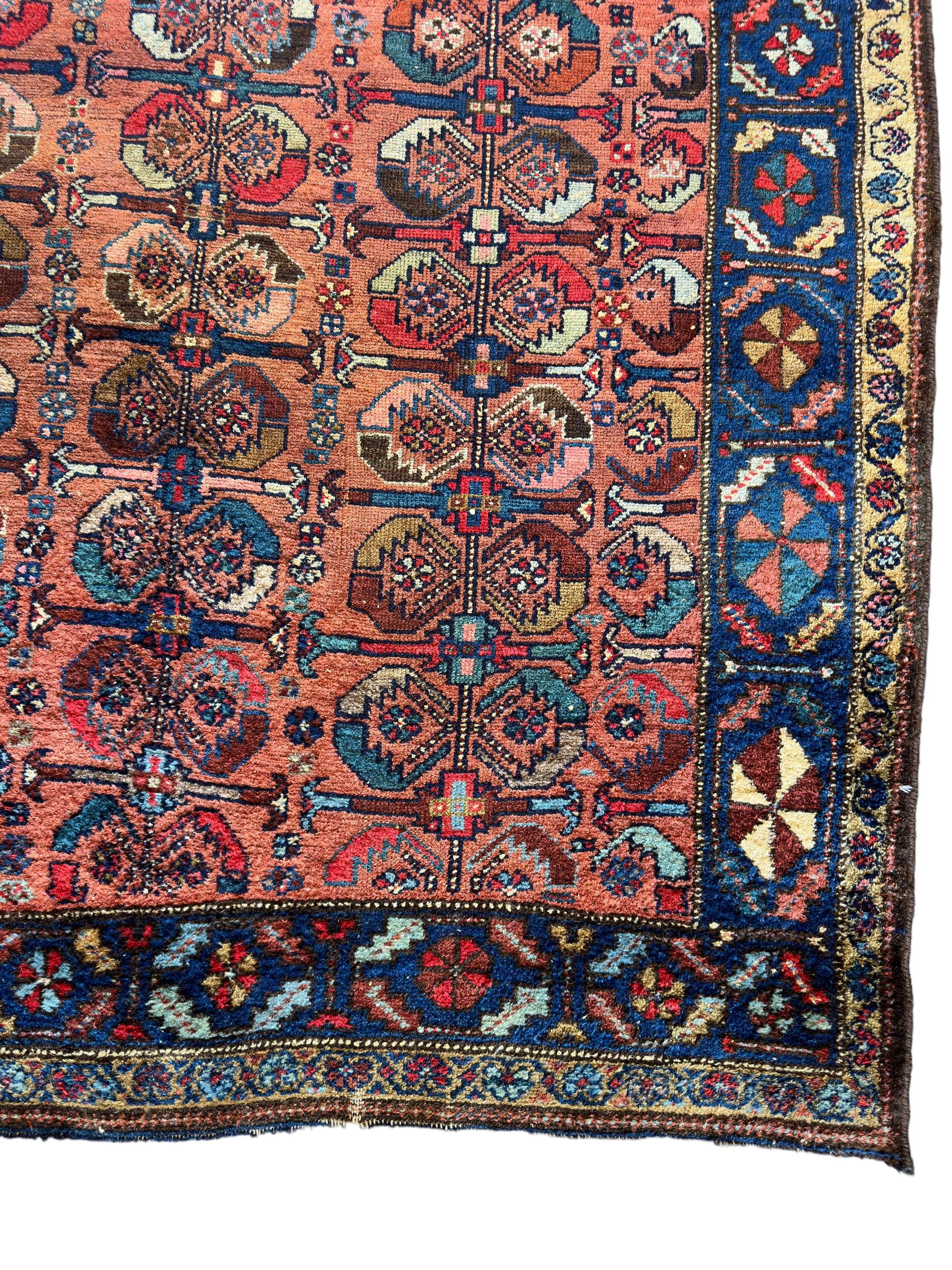 Antique One of Kind Persian Hamedan Enjelas Rug 3’11” x 4’4”