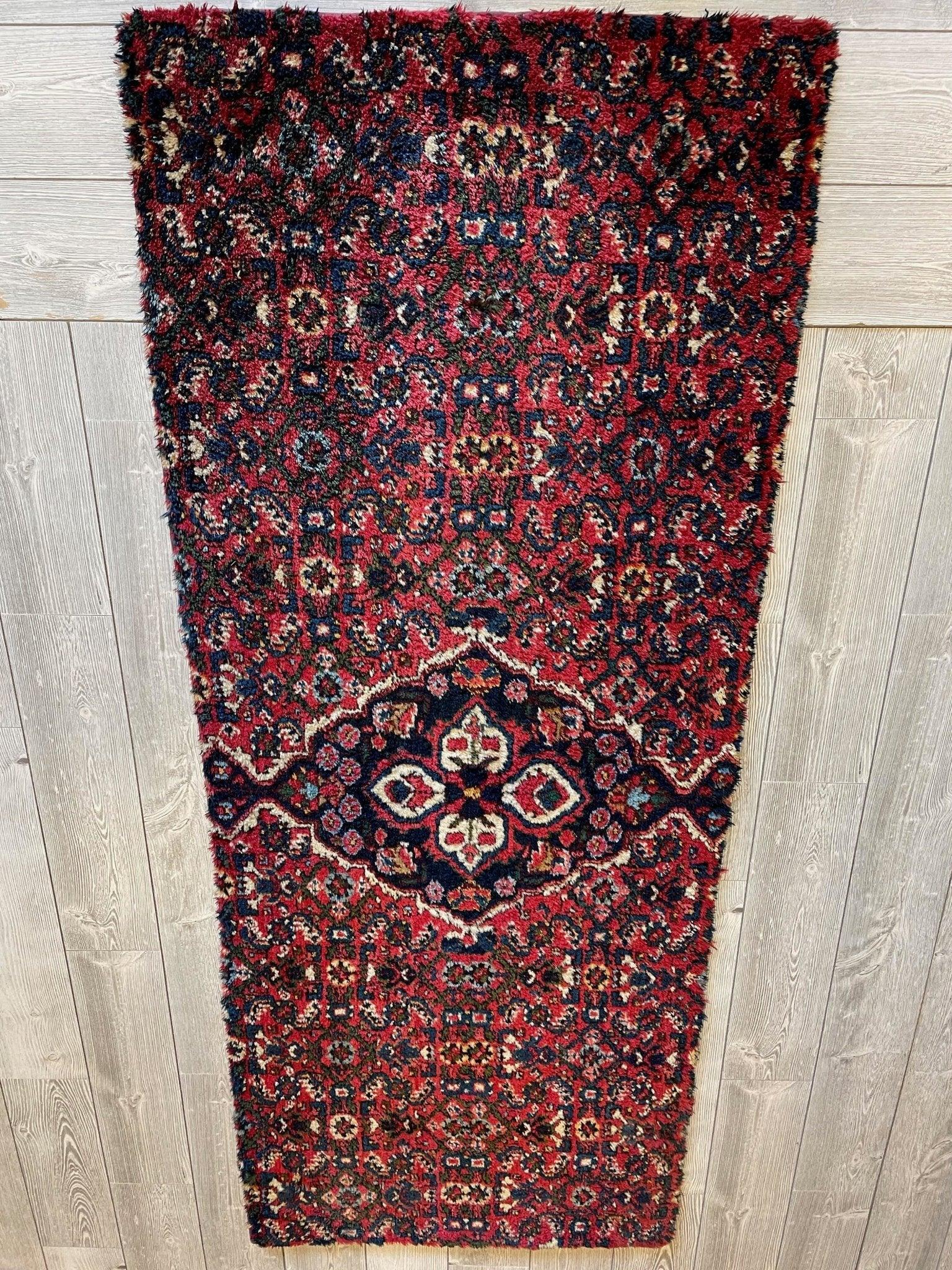 Antique Persian Hand-knotted Fragment Thick Runner 3’ x 7’