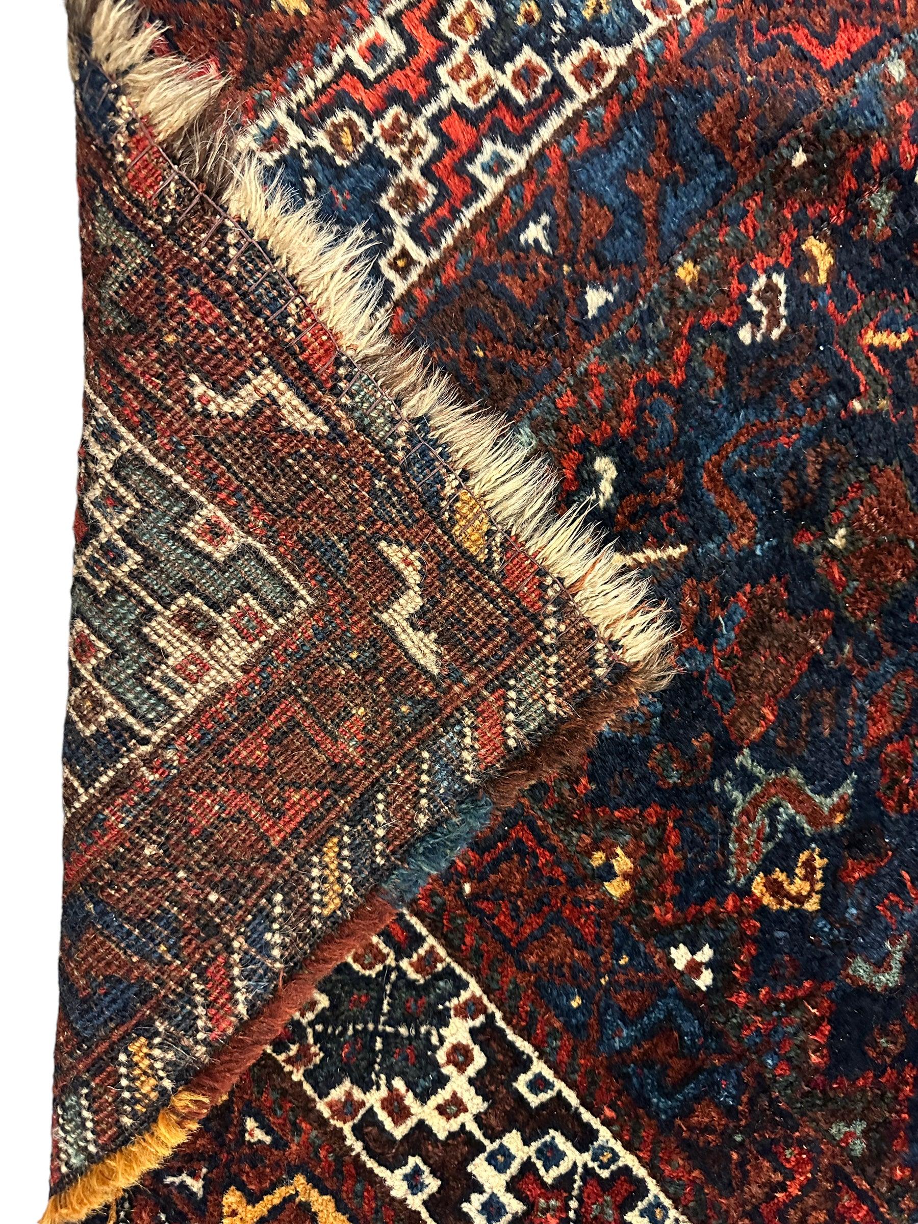 Antique Persian Khamseh Tribal Rug 4' x 5’10”