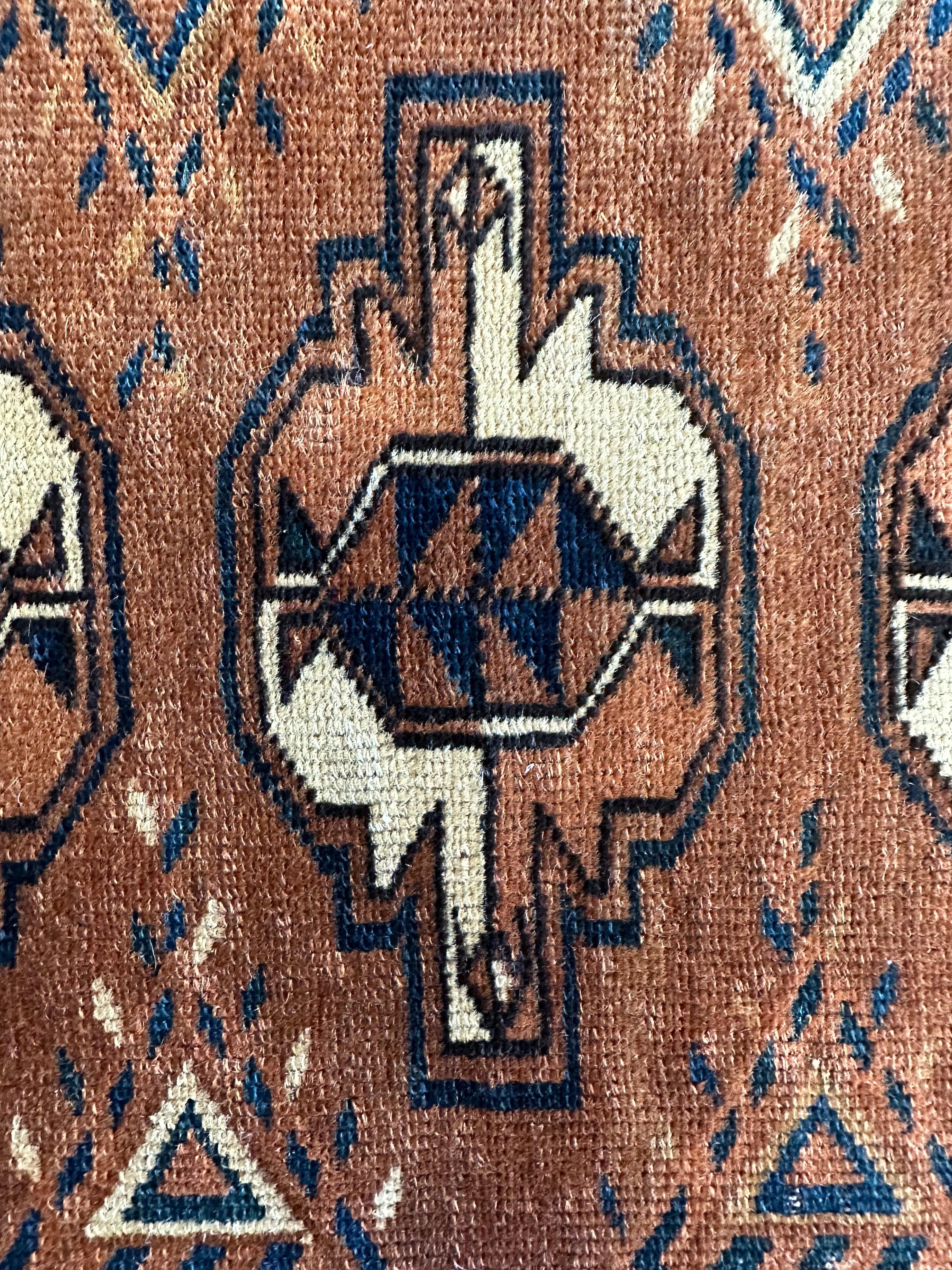 Antique Tekke Yomud Yomut Saryk Chuval Rug Bag Face, Turkmen Rug, Turkoman Rug 2’6”x3’9”