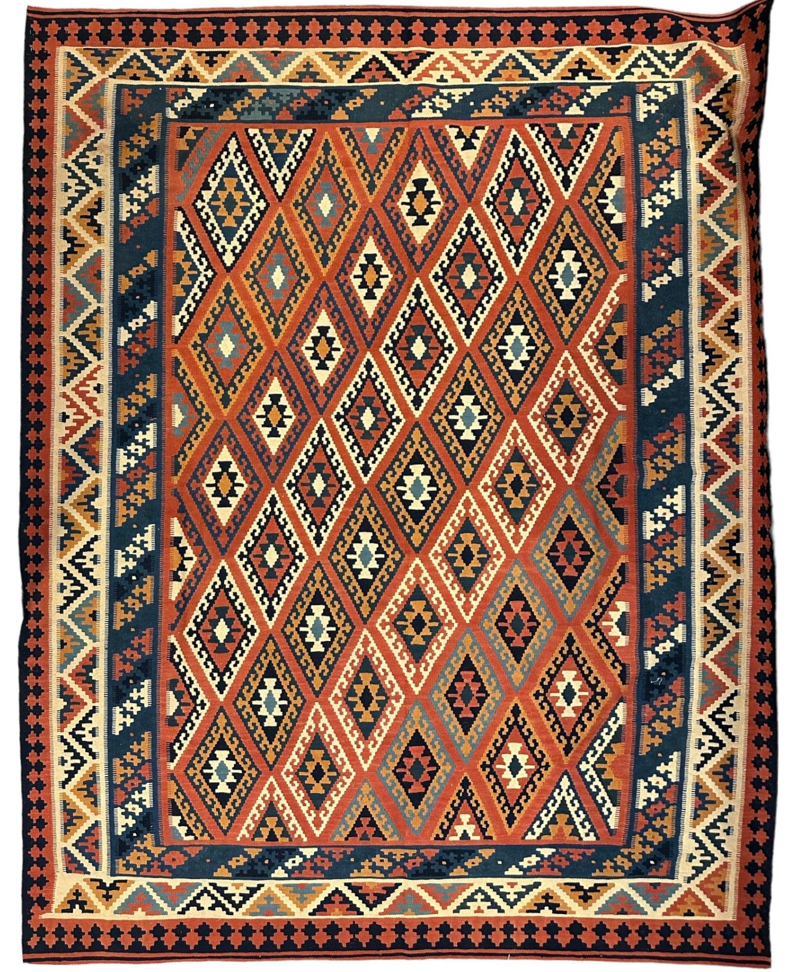 Antique Tribal Persian Qashqai Kilim Rug 8’6” x 10’6”