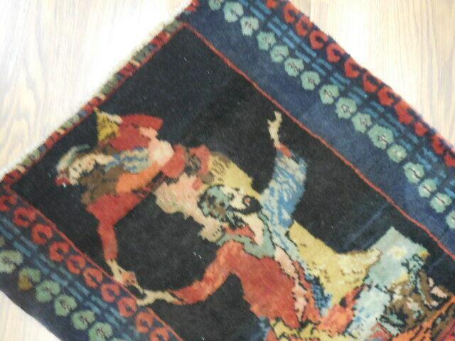 ANTIQUE UNIQUE PICTORAL OMARKHAYYAM RUG 1.5x1.8 Ft