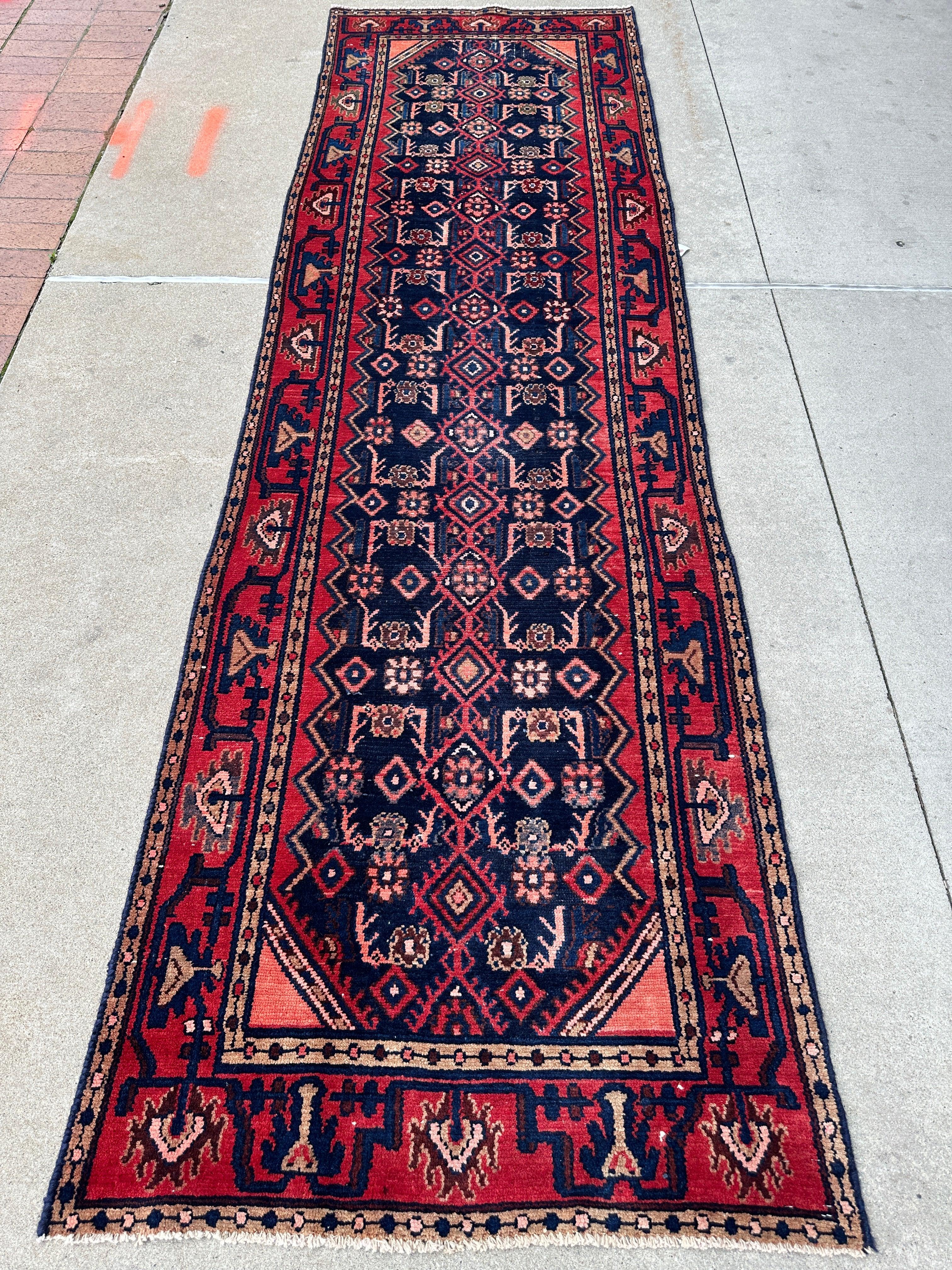 Antique Vegetable Dye Malayer Persian Runner Rug 3x10’4”