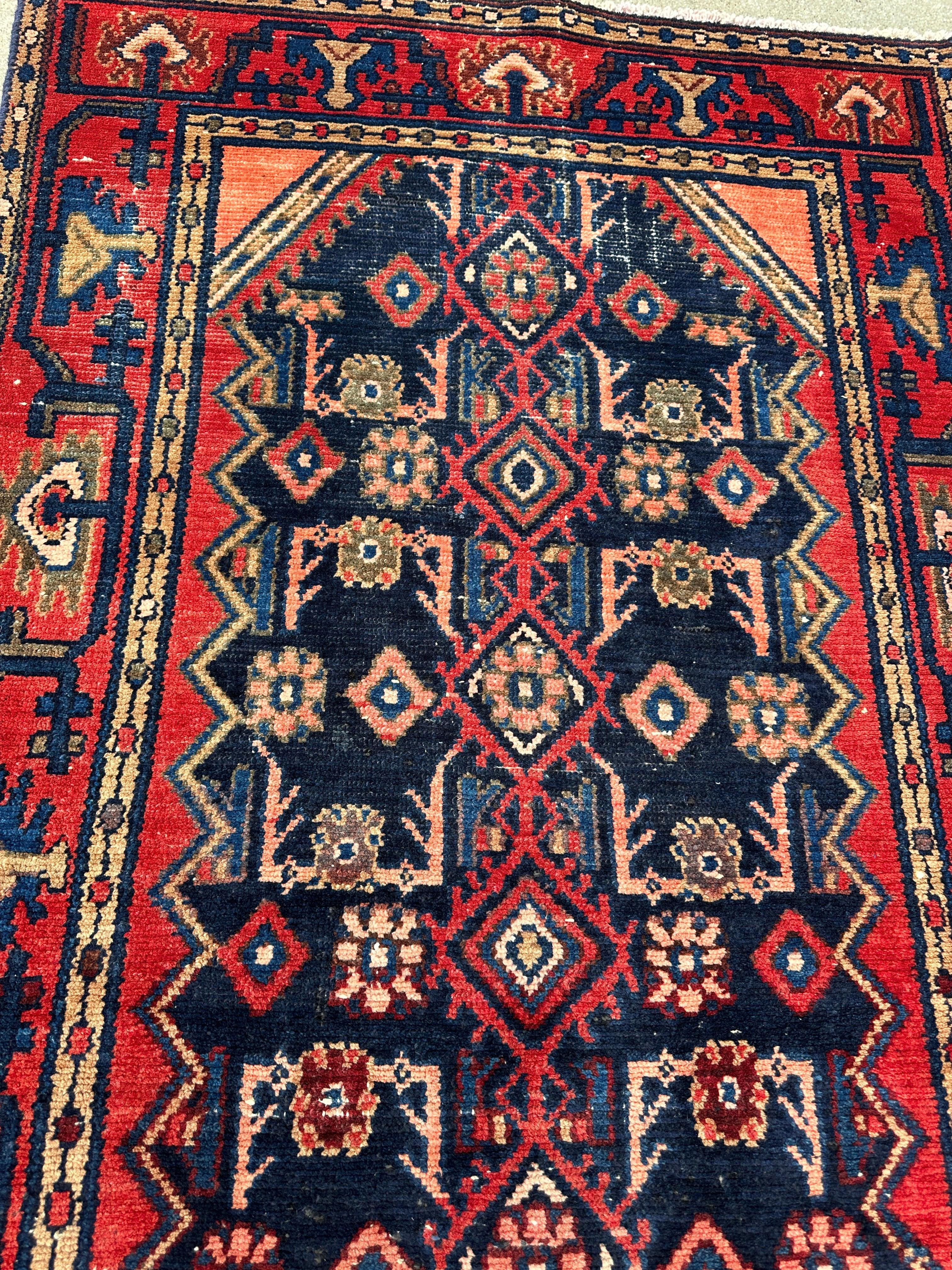 Antique Vegetable Dye Malayer Persian Runner Rug 3x10’4”