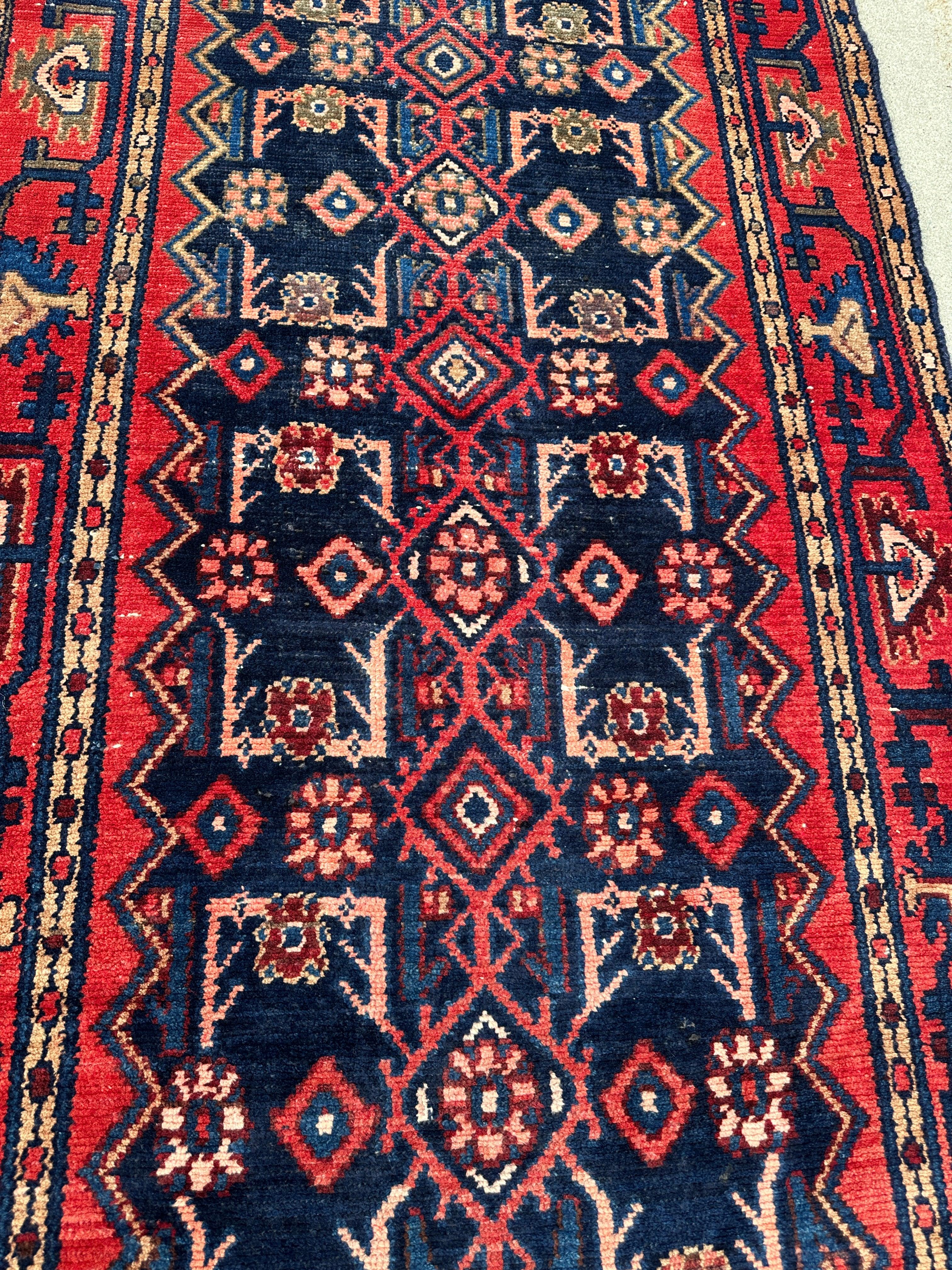 Antique Vegetable Dye Malayer Persian Runner Rug 3x10’4”