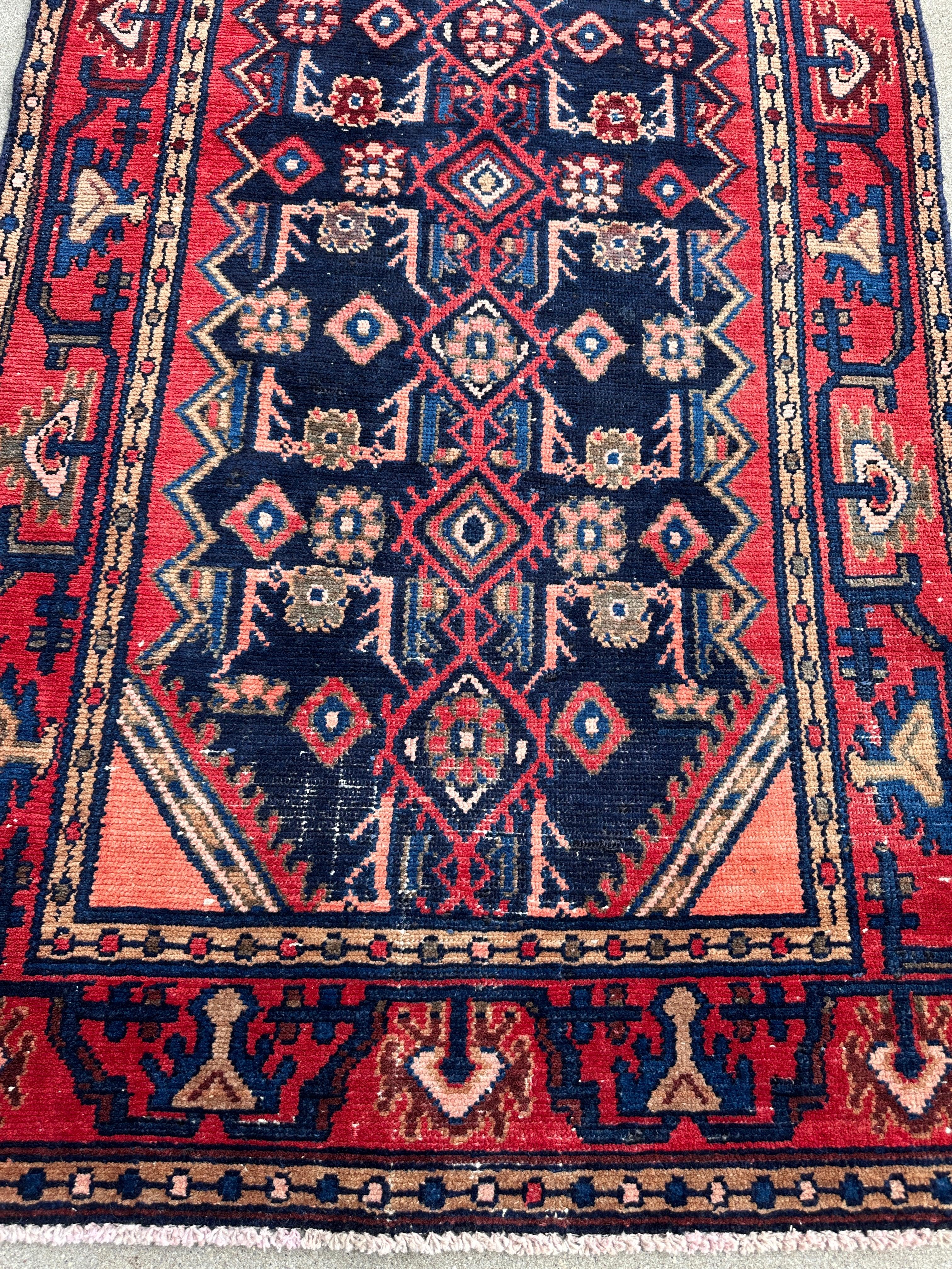 Antique Vegetable Dye Malayer Persian Runner Rug 3x10’4”