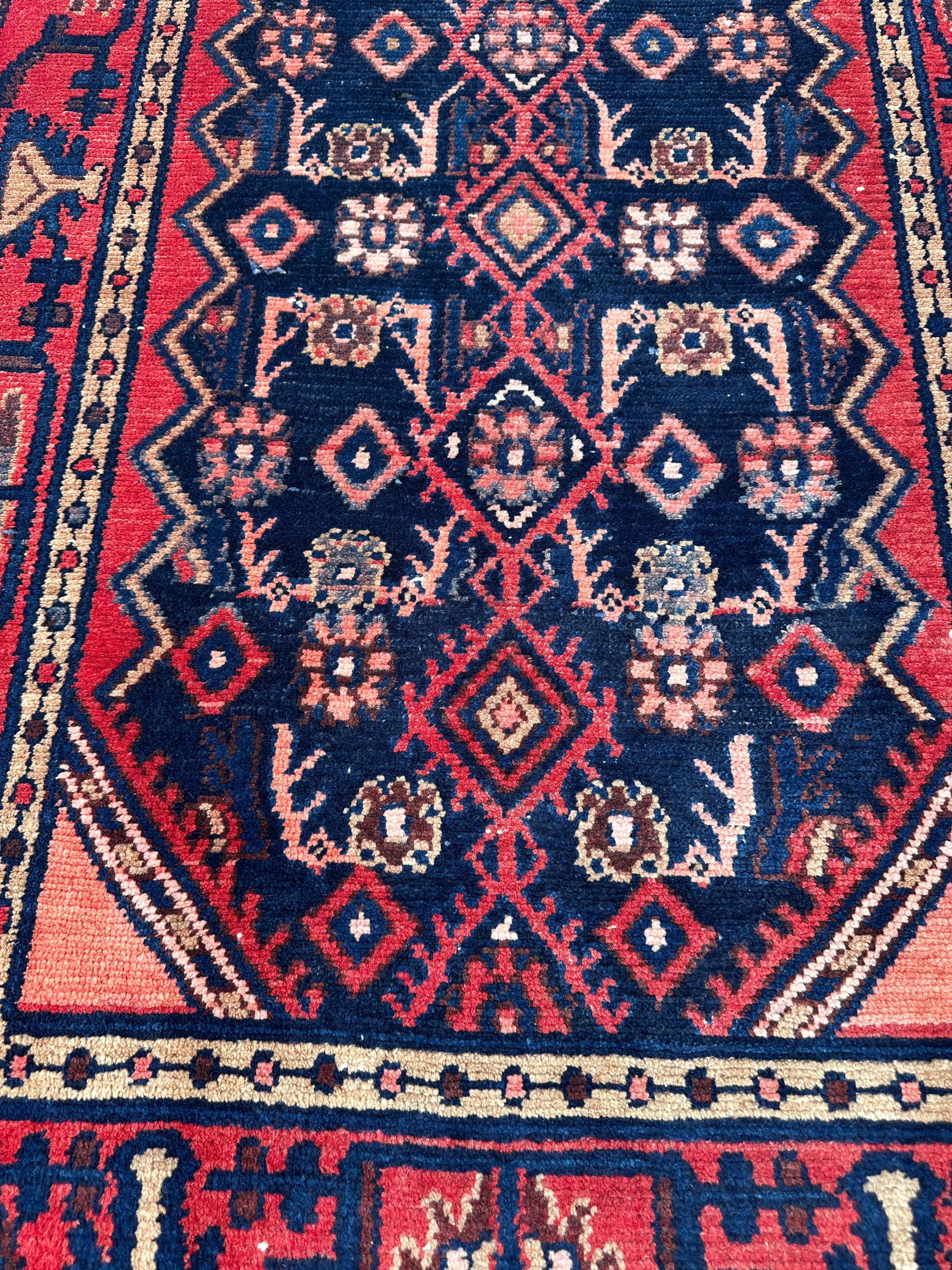 Antique Vegetable Dye Malayer Persian Runner Rug 3x10’4”