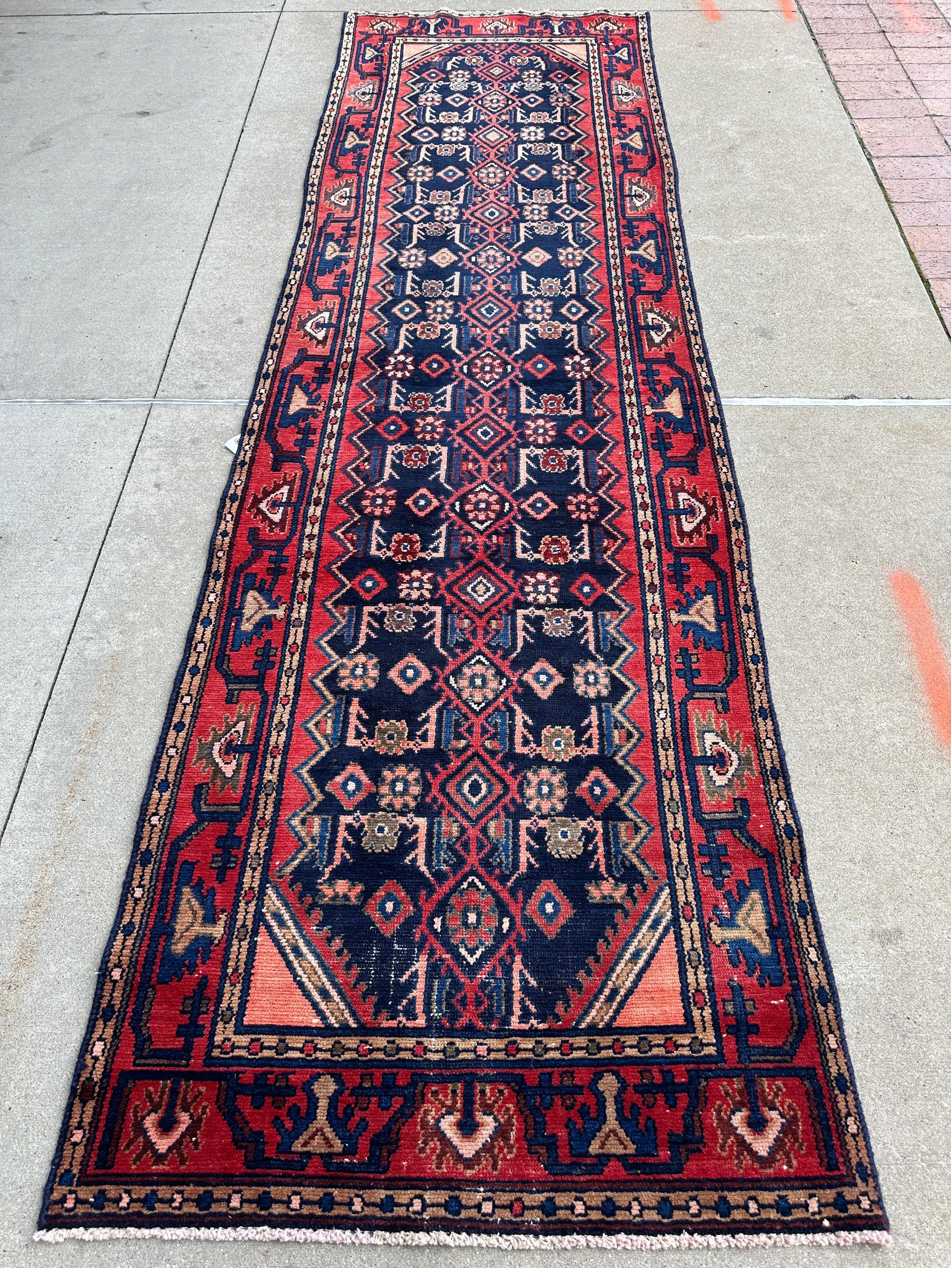 Antique Vegetable Dye Malayer Persian Runner Rug 3x10’4”