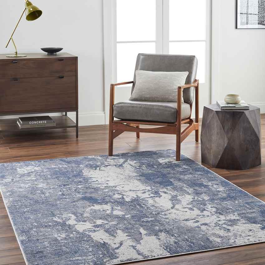 Anup Modern Medium Gray/Cobalt Area Rug