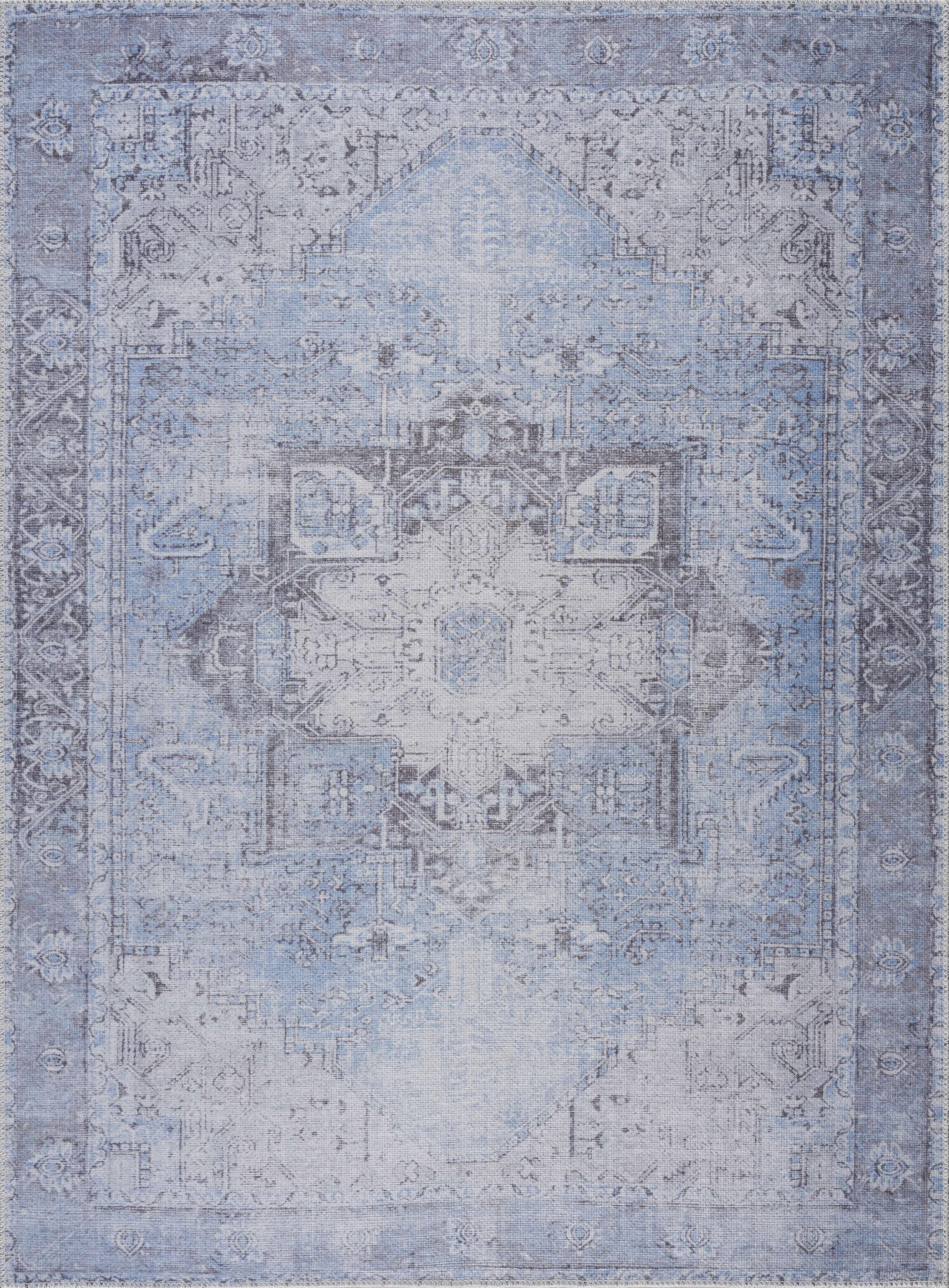 Aqua Rosman Washable Area Rug