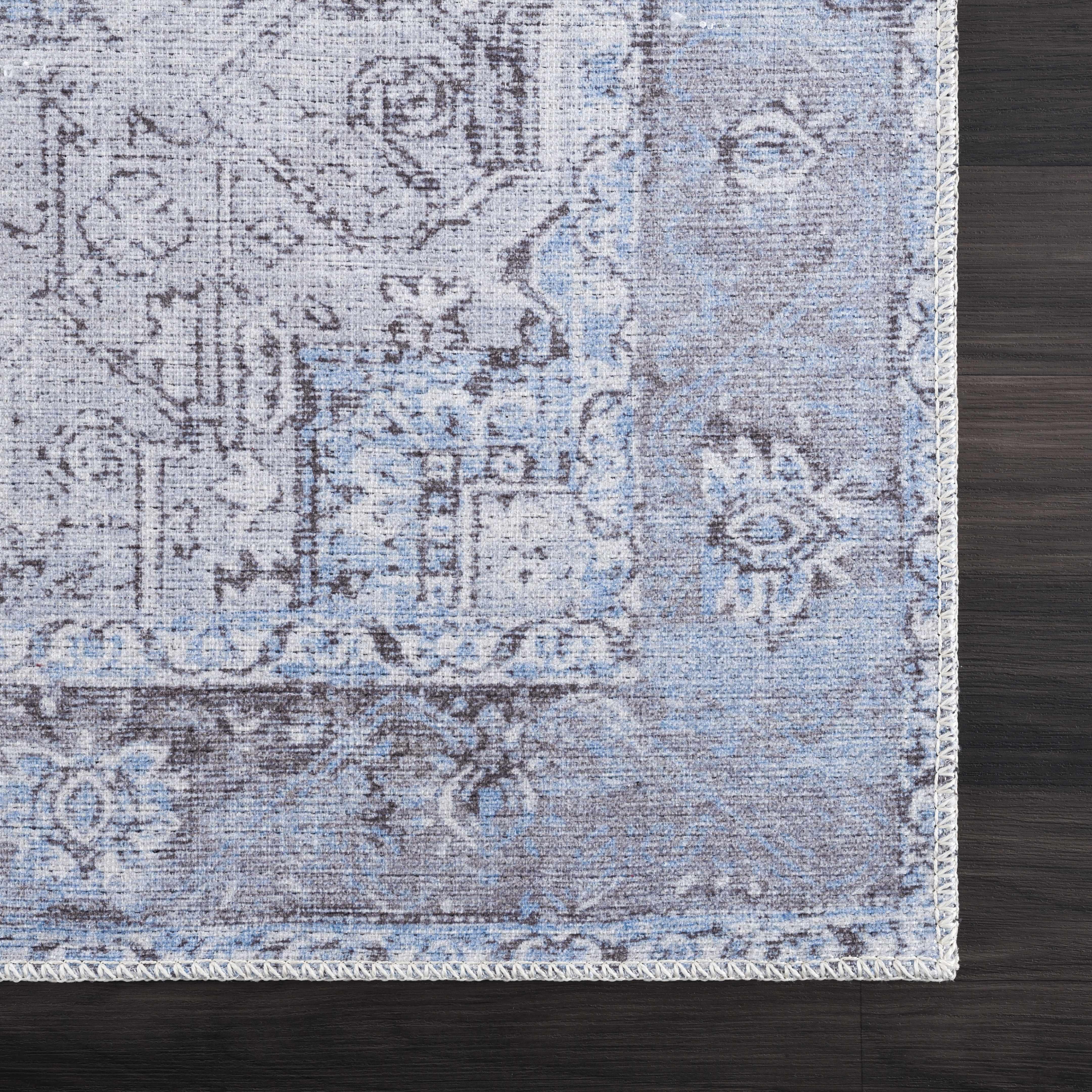 Aqua Rosman Washable Area Rug