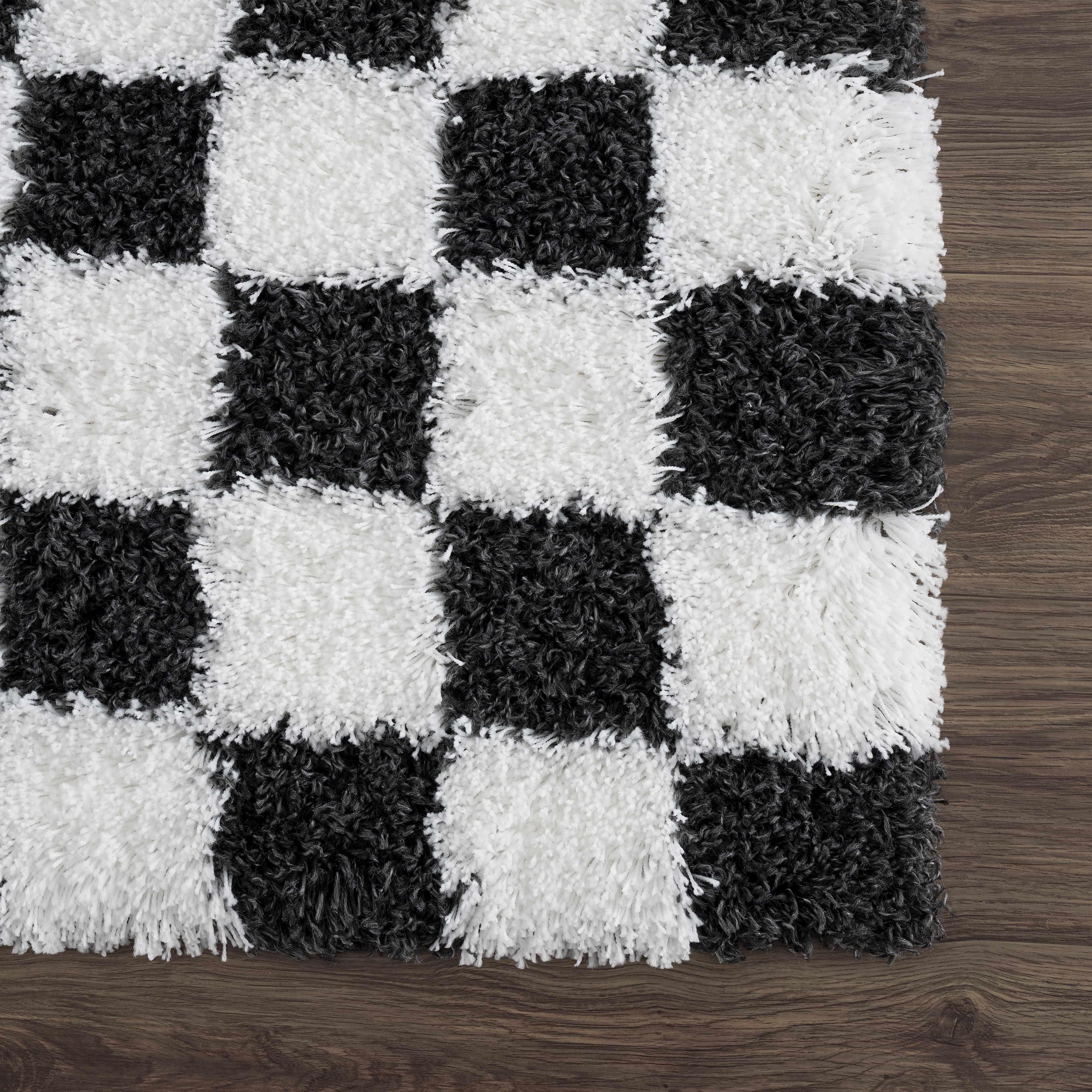 Atira Black & White Checkered Area Rug