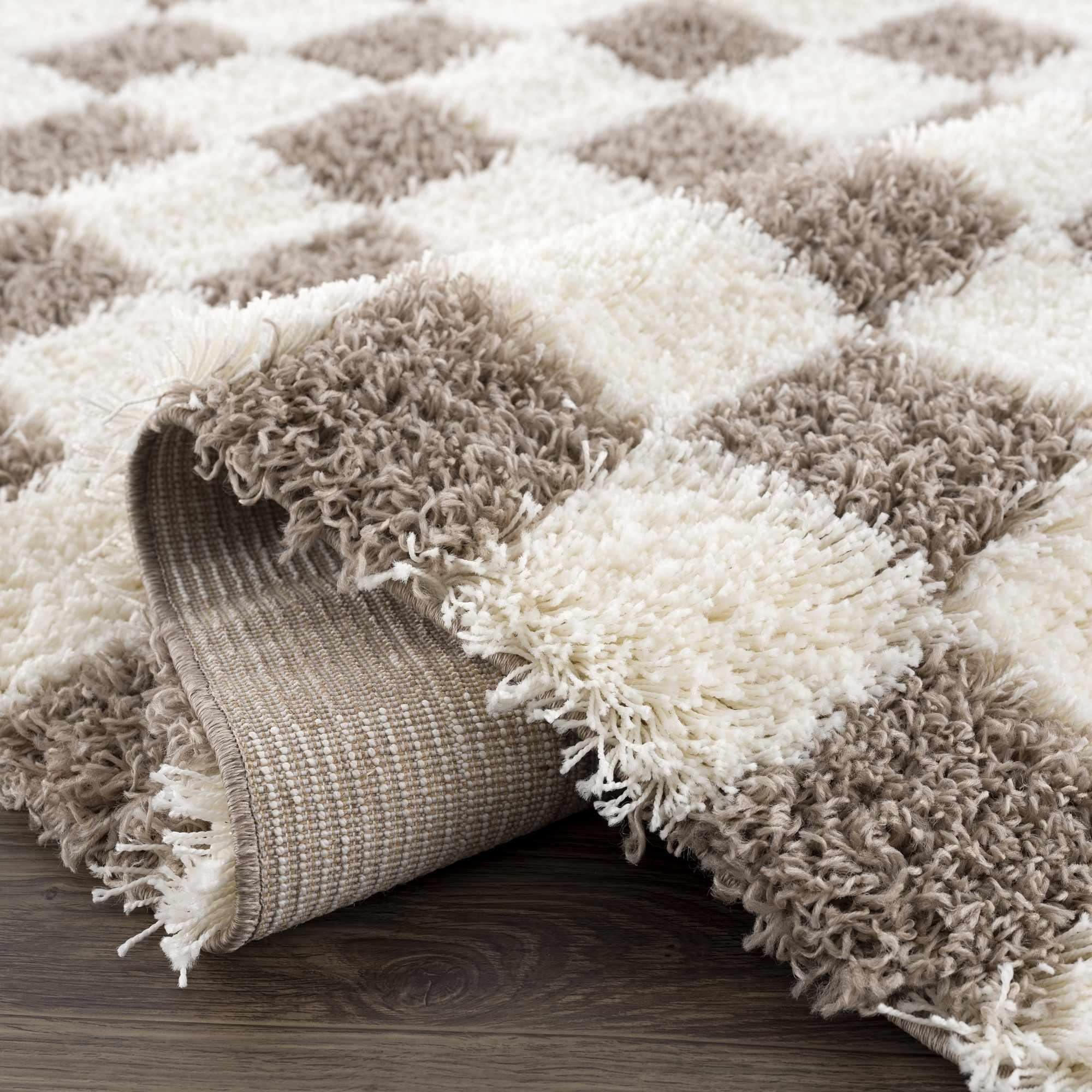 Atira Brown Checkered Area Rug