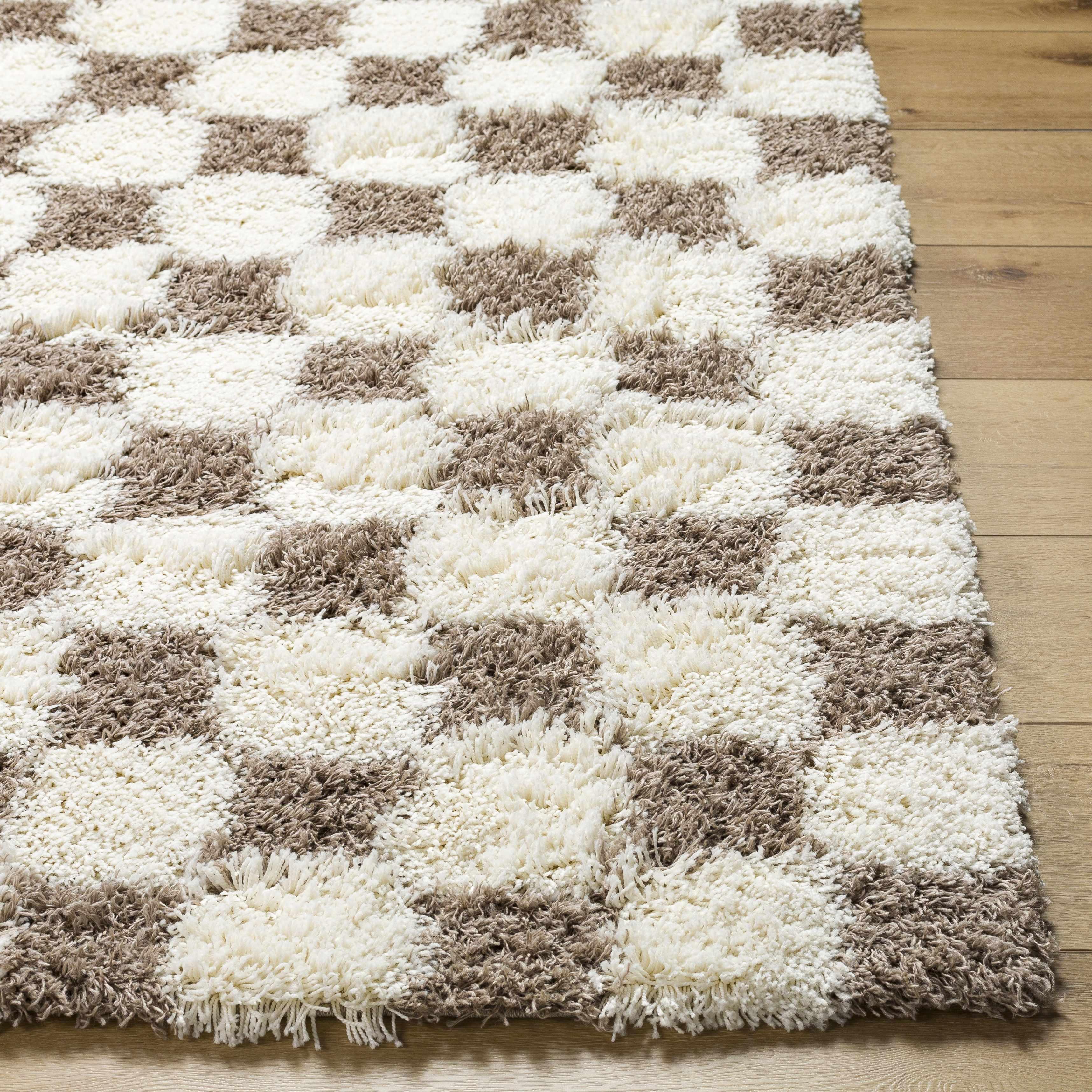 Atira Brown Checkered Area Rug