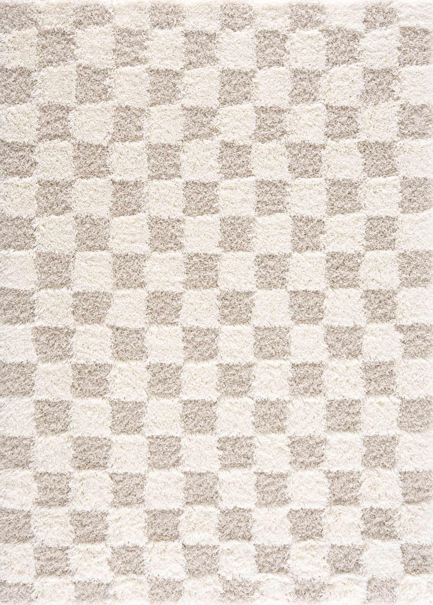 Atira Light Brown Checkered Area Rug