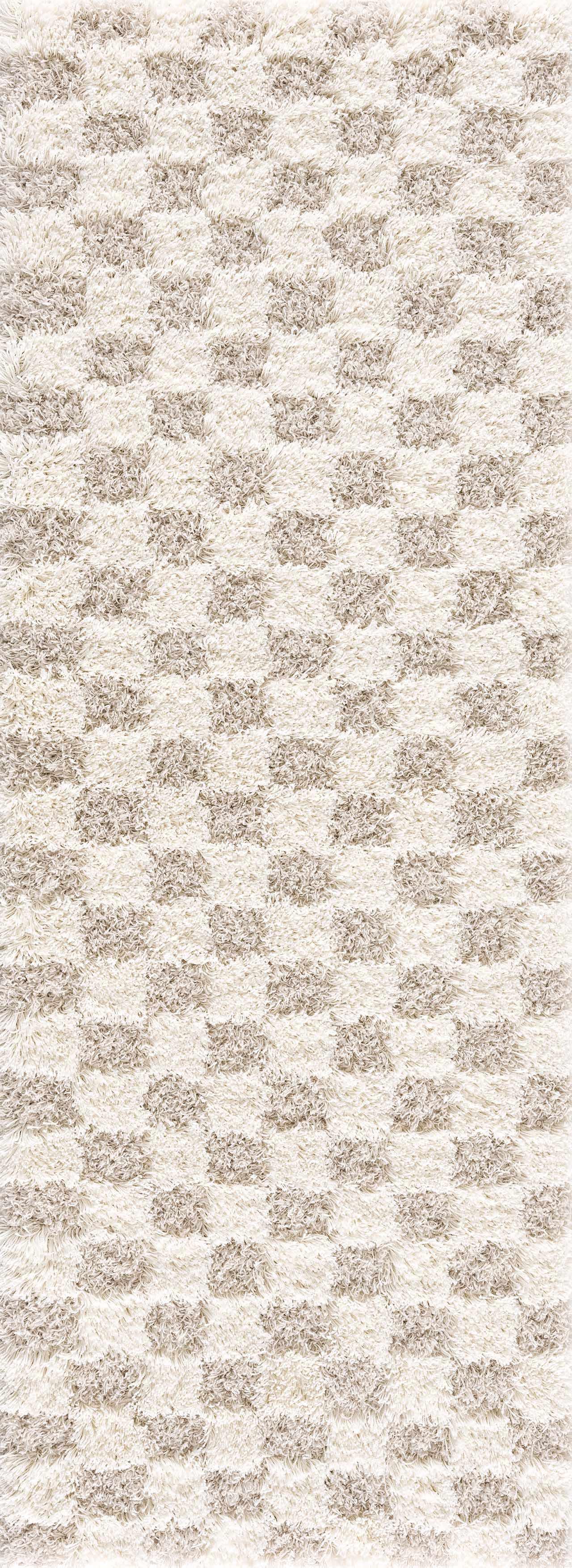 Atira Light Brown Checkered Area Rug