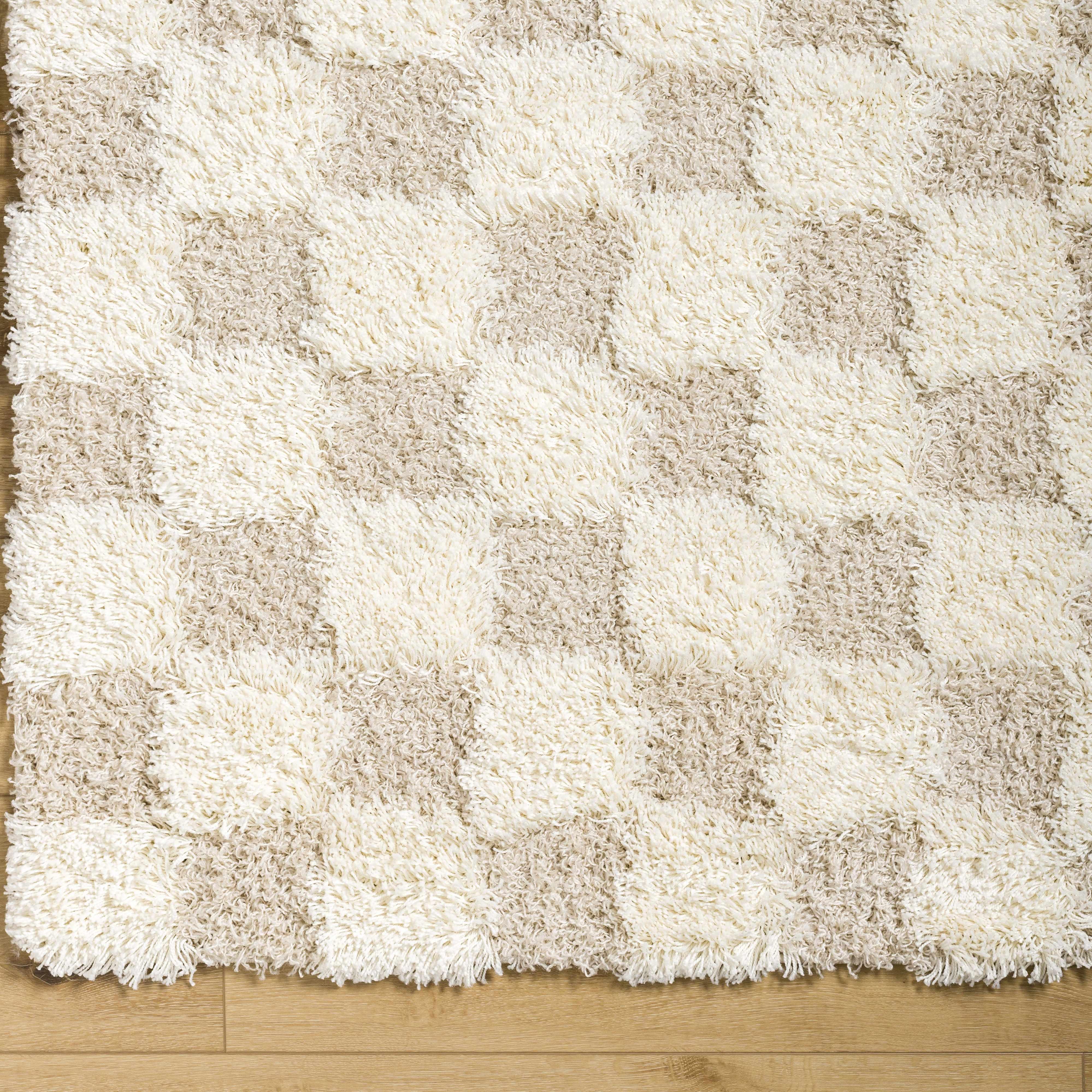 Atira Light Brown Checkered Area Rug