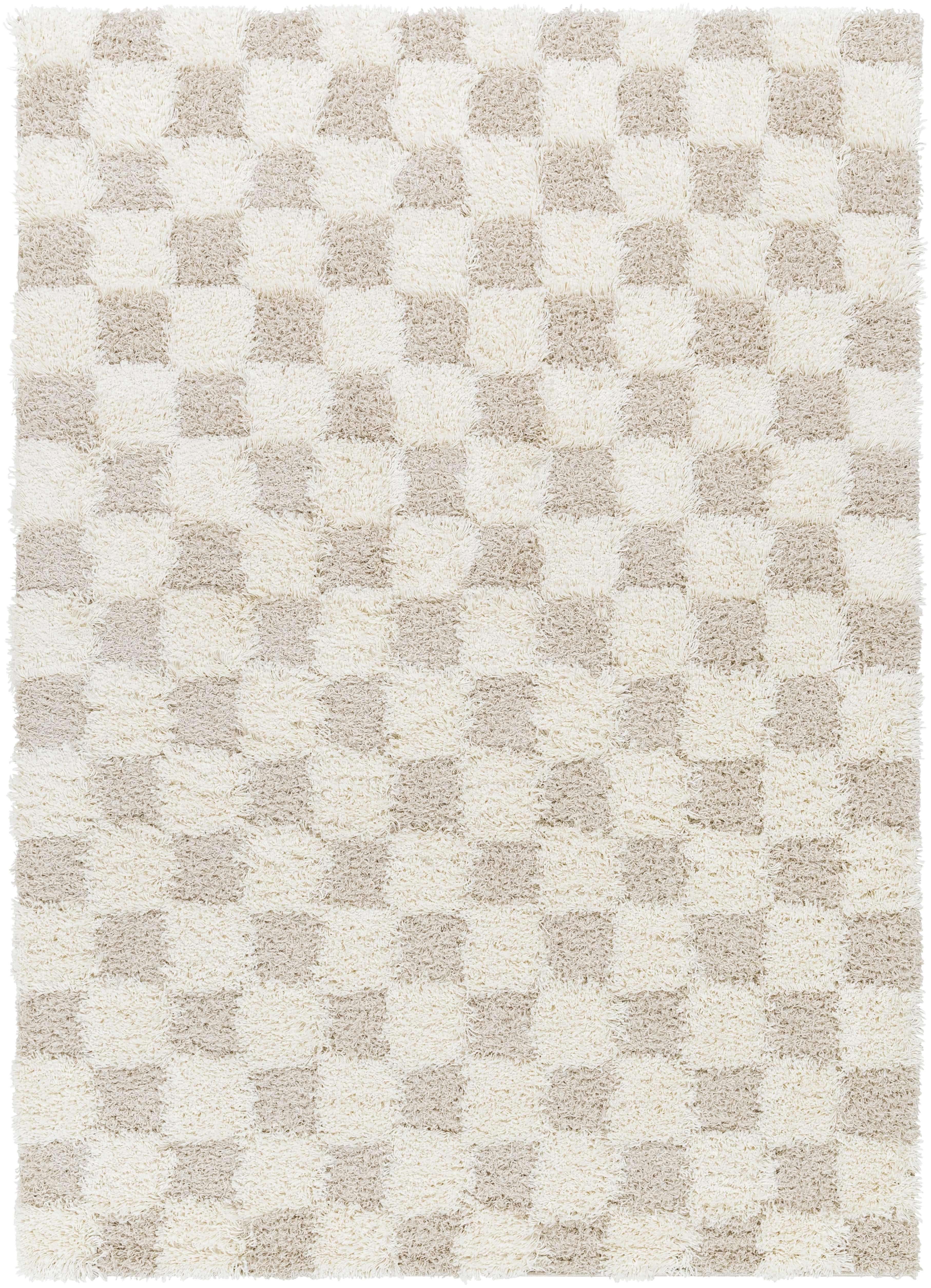 Atira Light Brown Checkered Area Rug