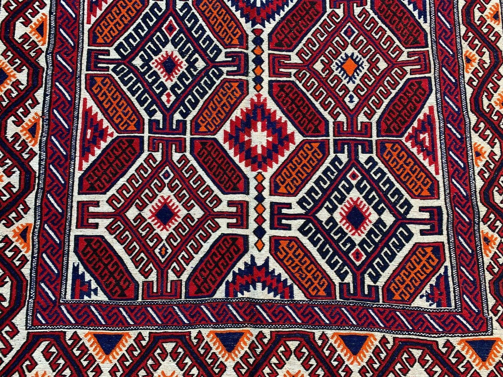 Authentic Hand Knotted Afghani Baluchi Wool Soumak Kilim Area Rug 8 x 6 Ft