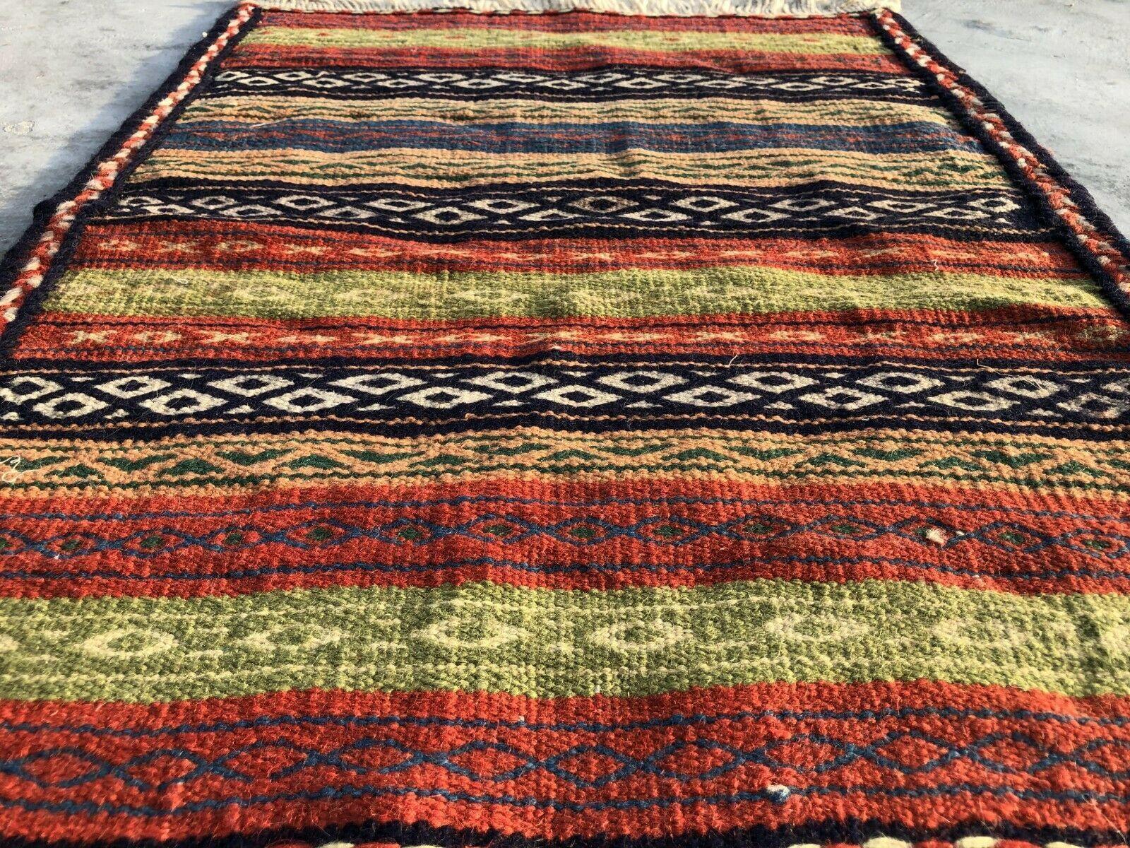 Authentic Hand Knotted Shrz Wool Kilim Kilm Area Rug 2.5 x 1.10 Ft