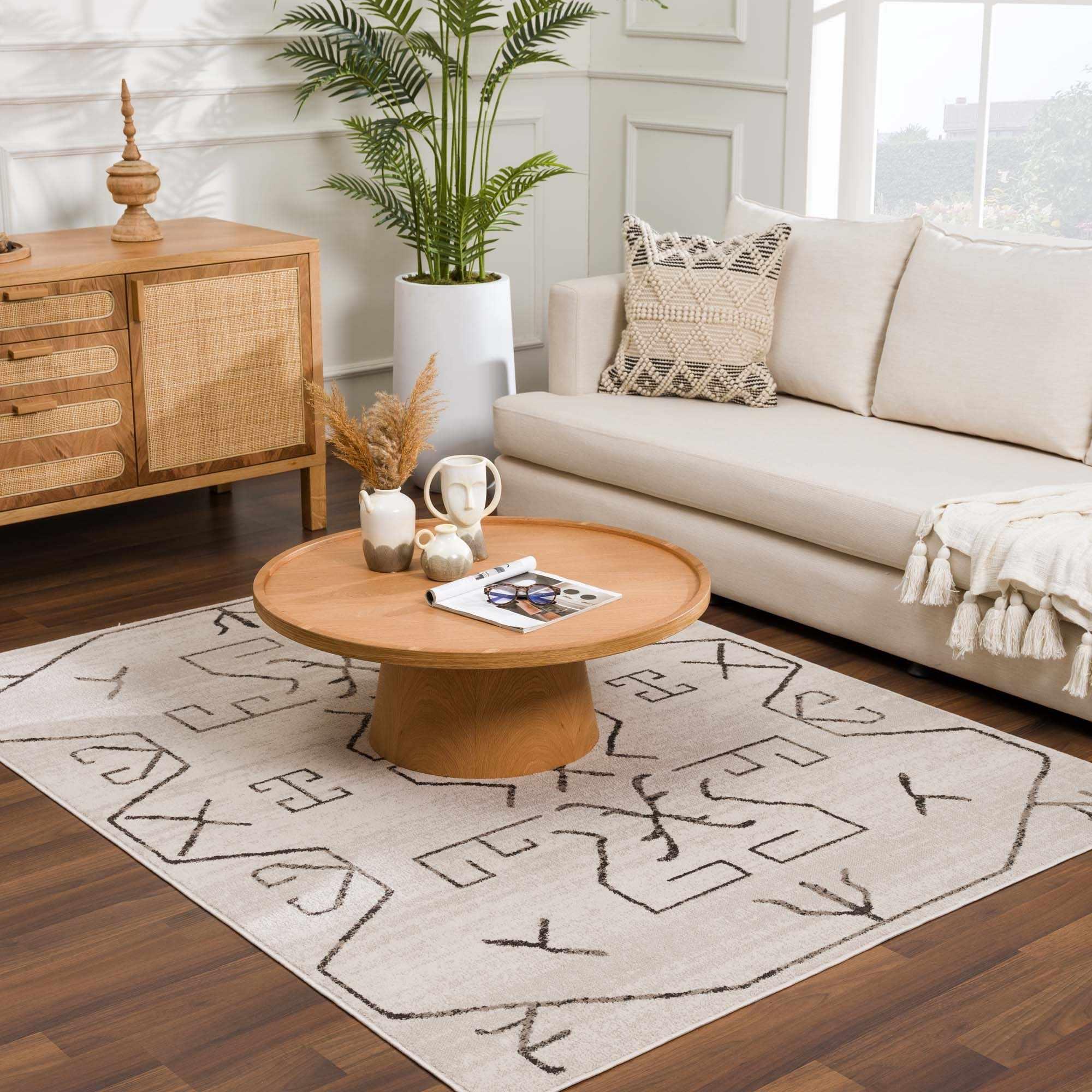 Azzan Cream & Charcoal Area Rug