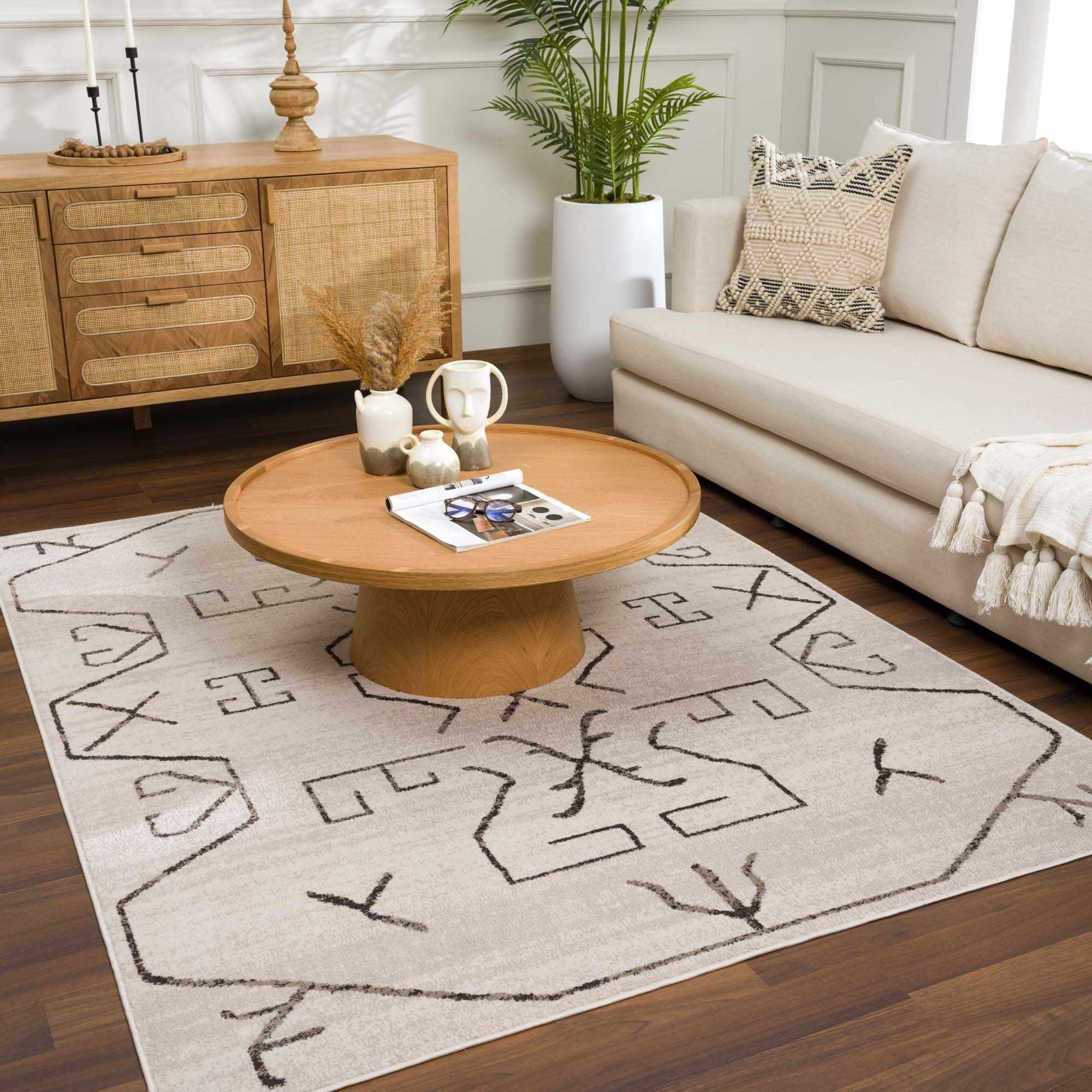 Azzan Cream & Charcoal Area Rug