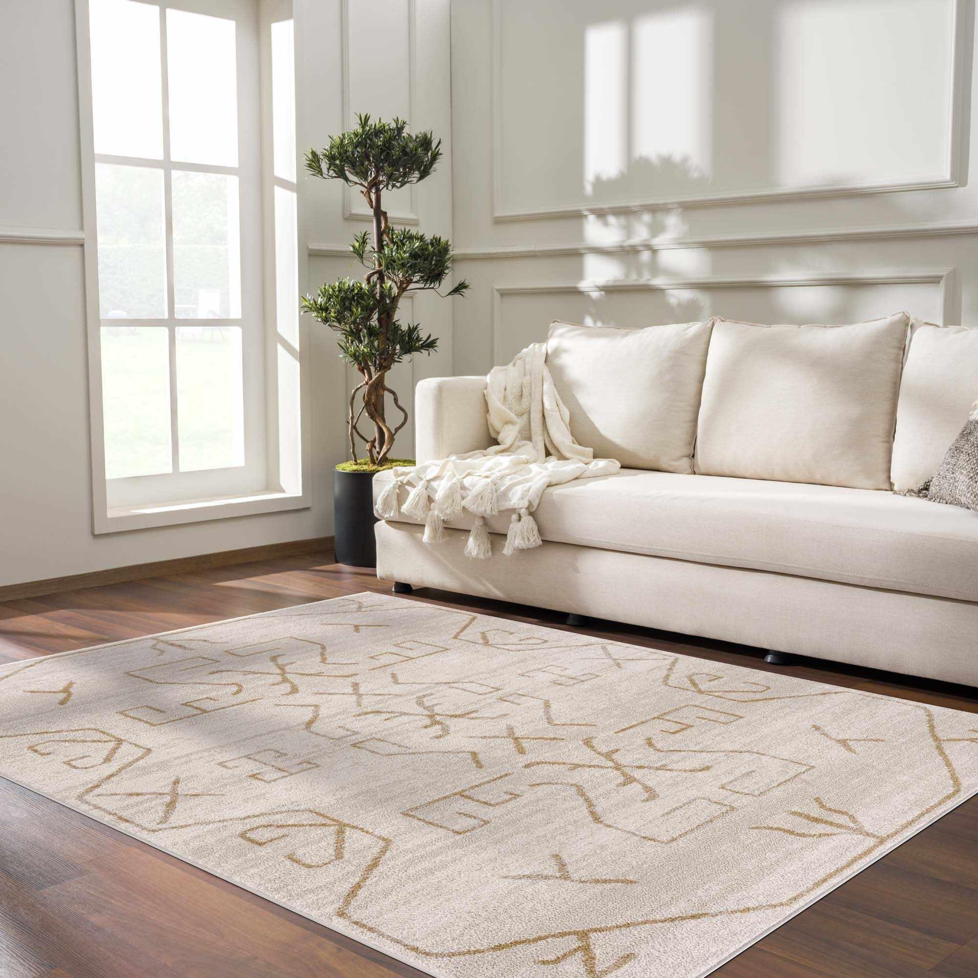 Azzan Cream & Gold Area Rug