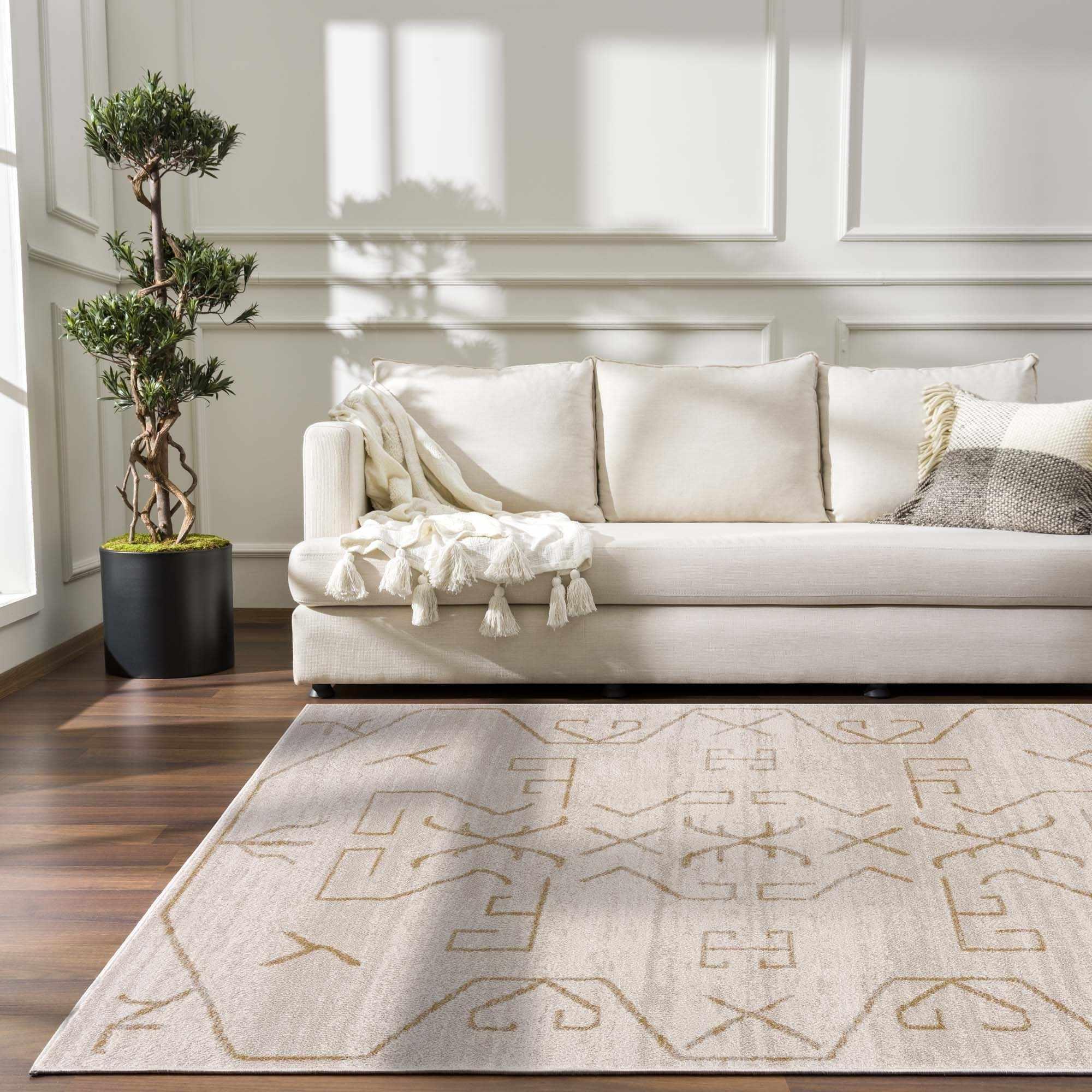 Azzan Cream & Gold Area Rug