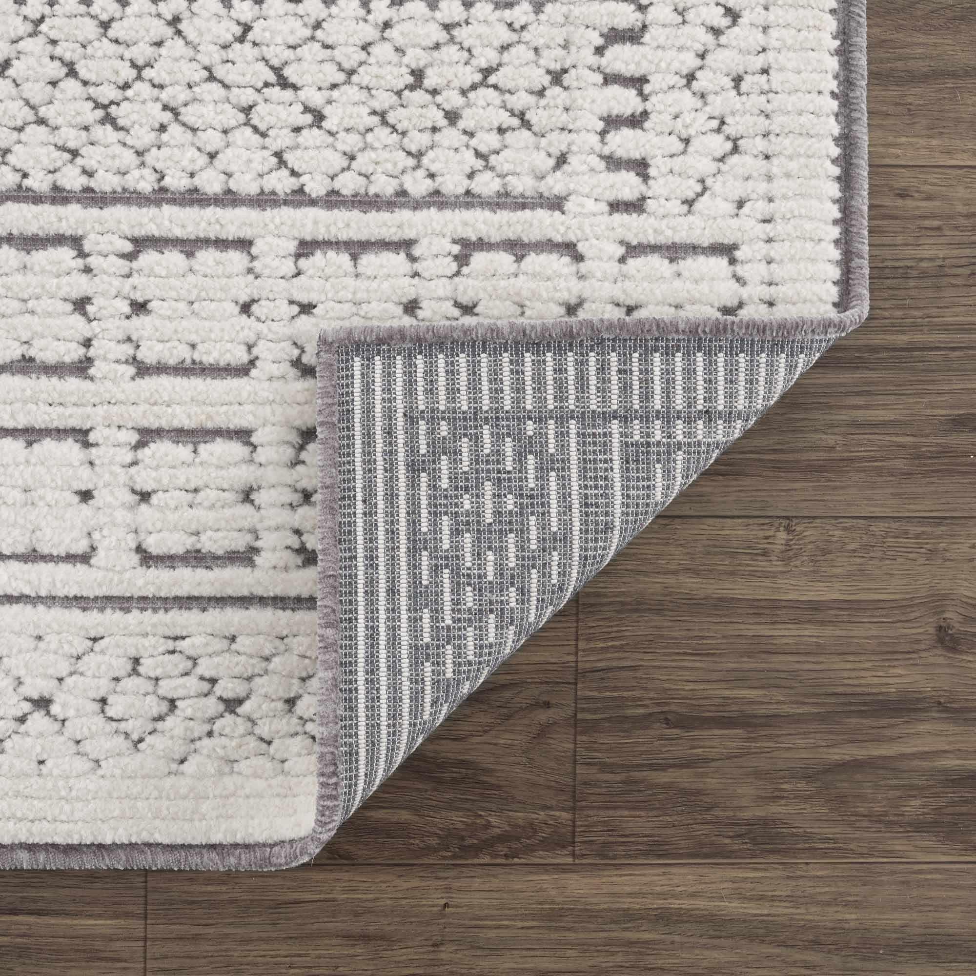 Bahar Cream & Gray Washable Area Rug