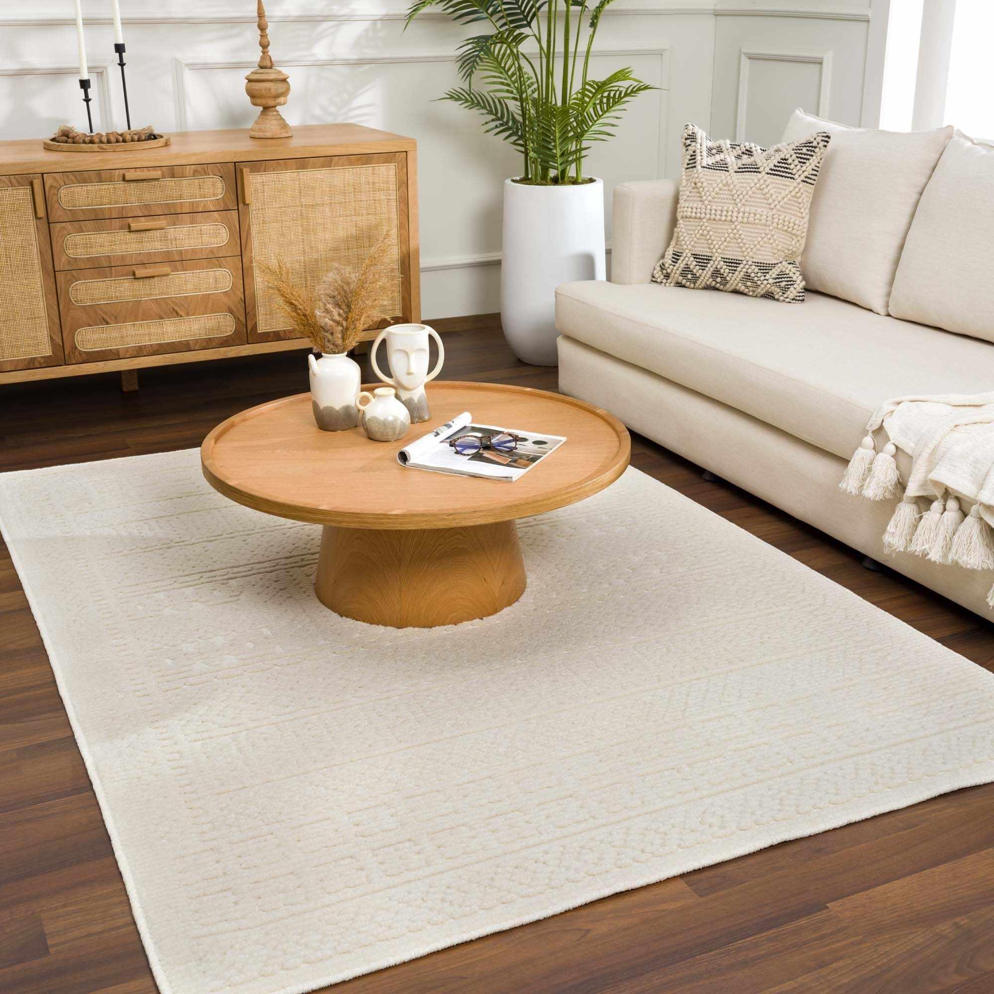 Bahar Cream Washable Area Rug