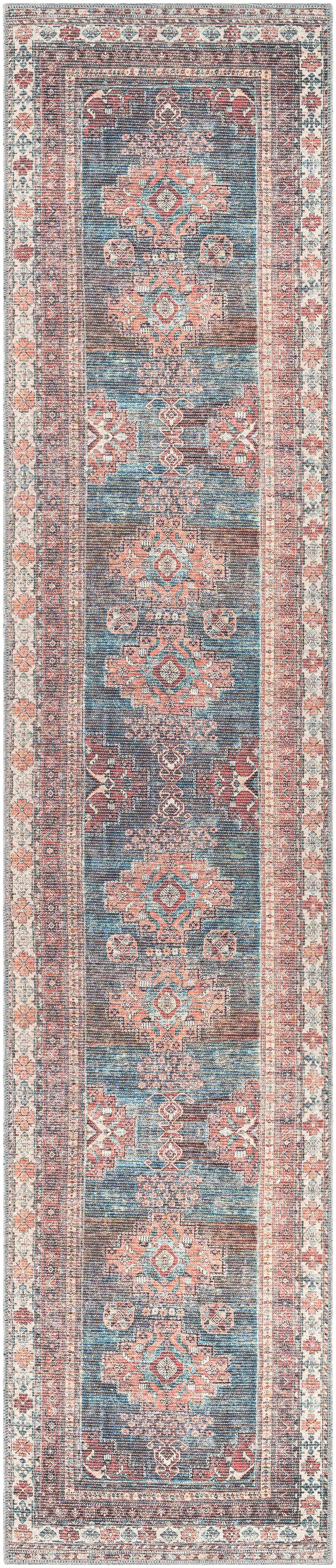 Baltinglass Rust & Blue Washable Area Rug