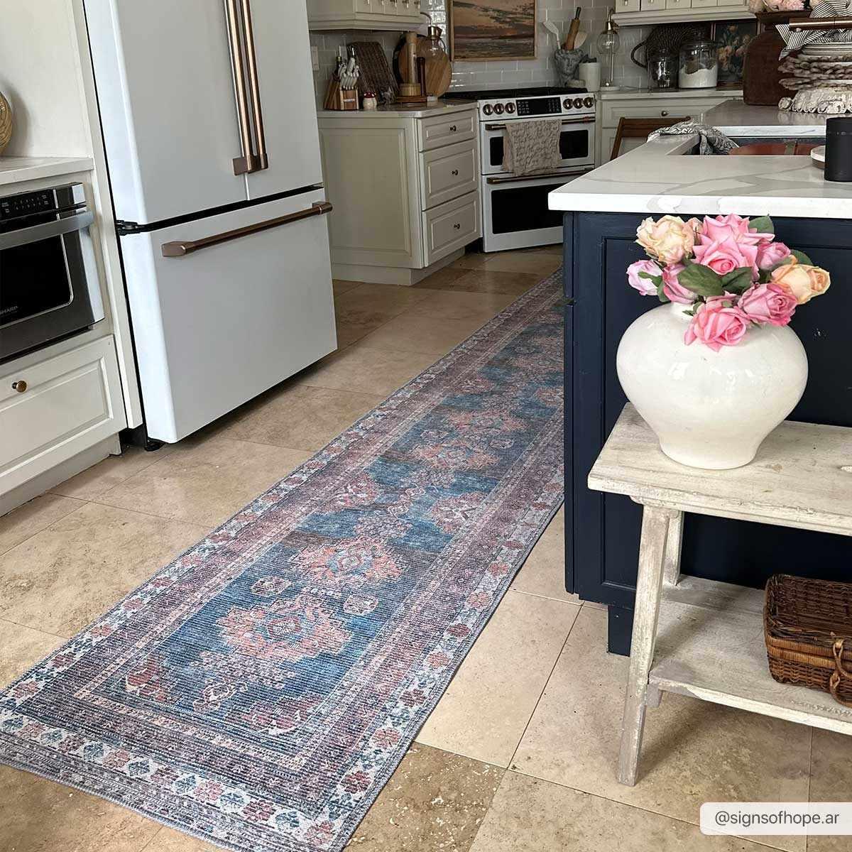 Baltinglass Rust & Blue Washable Area Rug