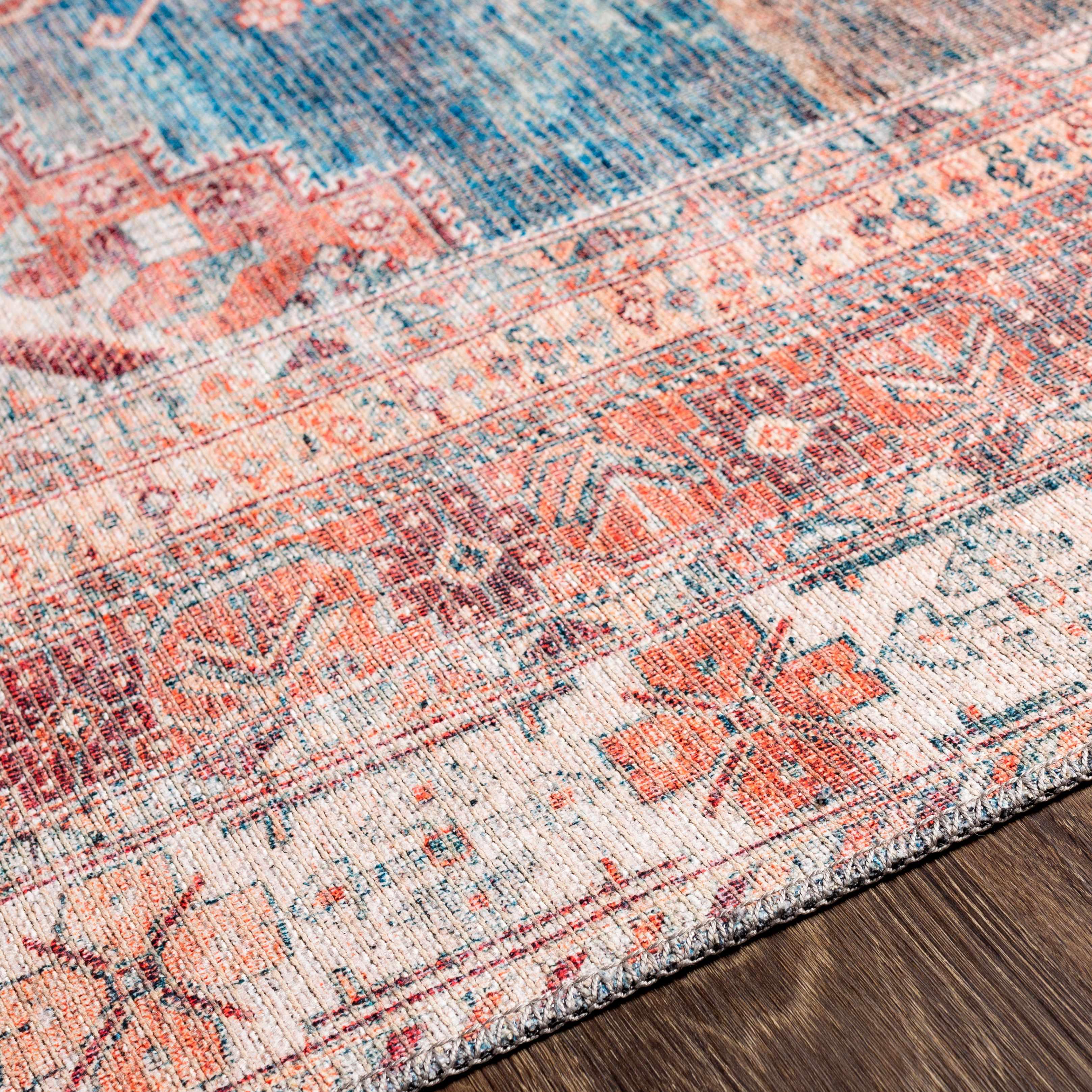 Baltinglass Rust & Blue Washable Area Rug