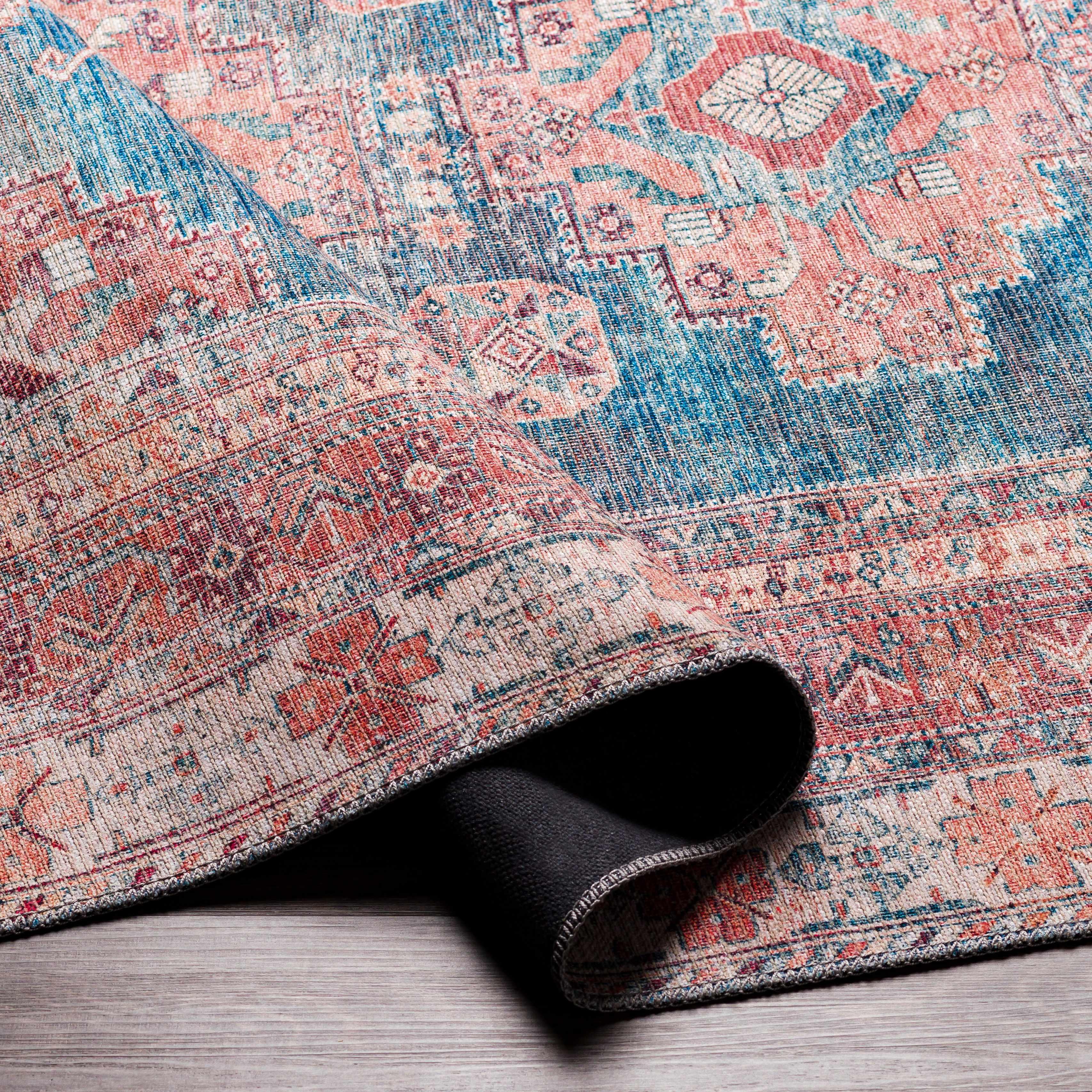 Baltinglass Rust & Blue Washable Area Rug