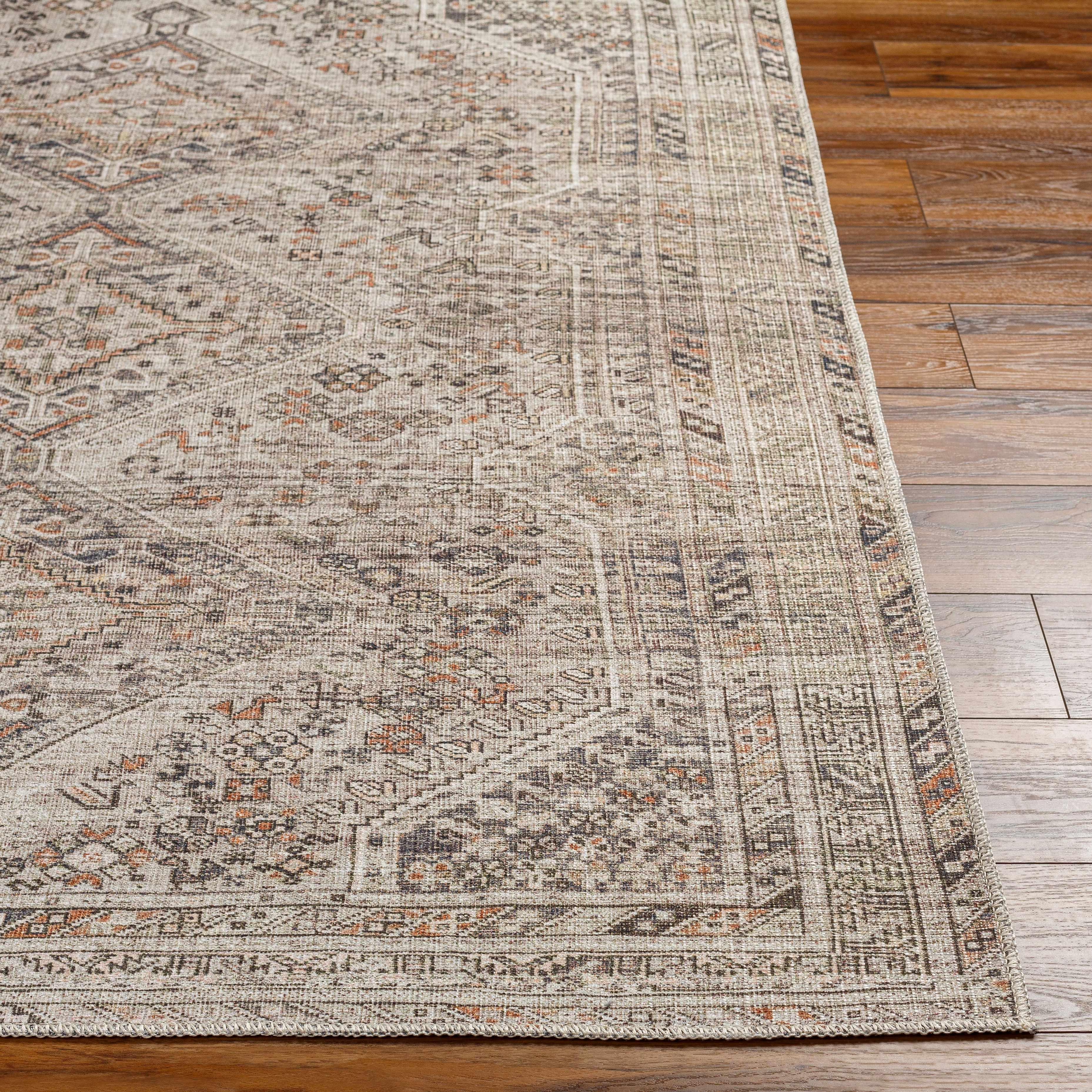 Barny Beige Washable Area Rug