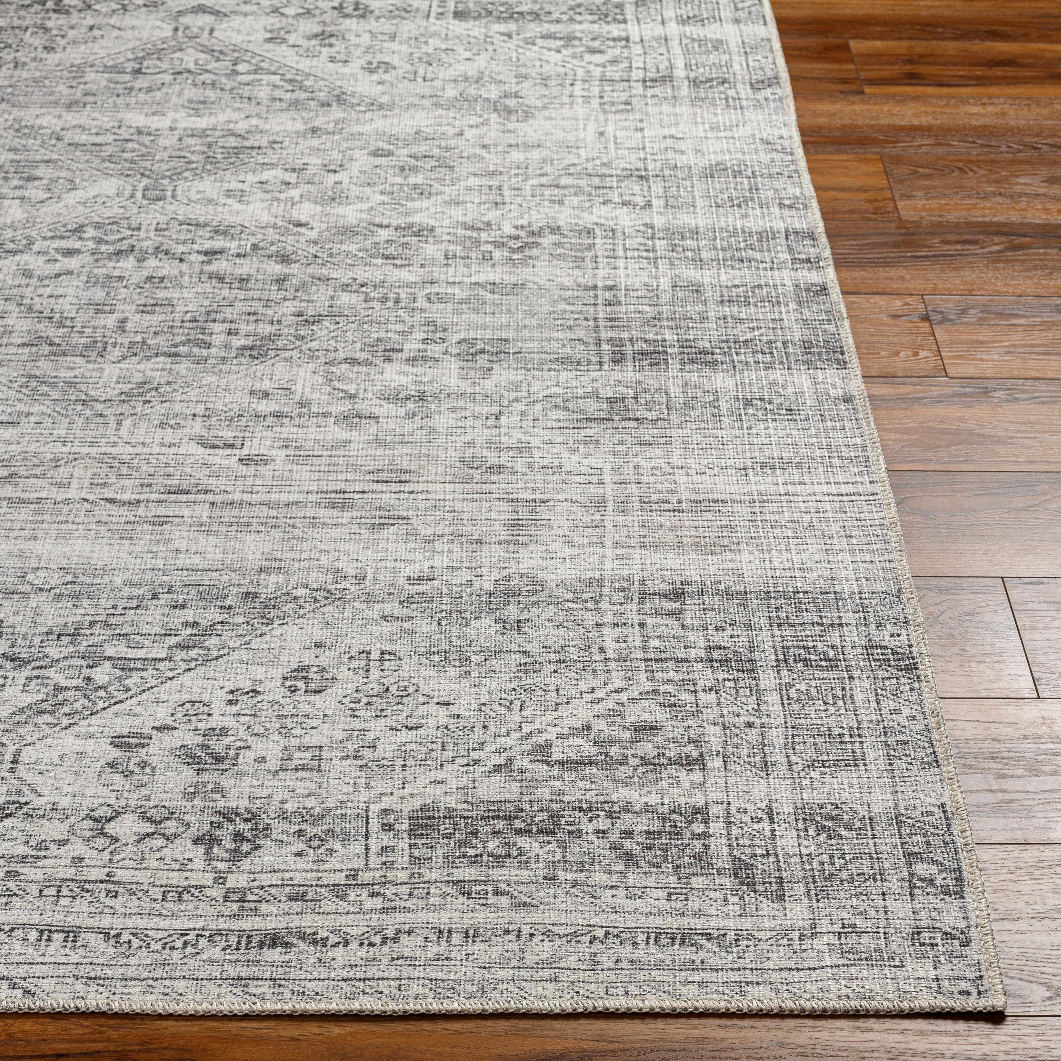 Barny Cream & Gray Washable Area Rug