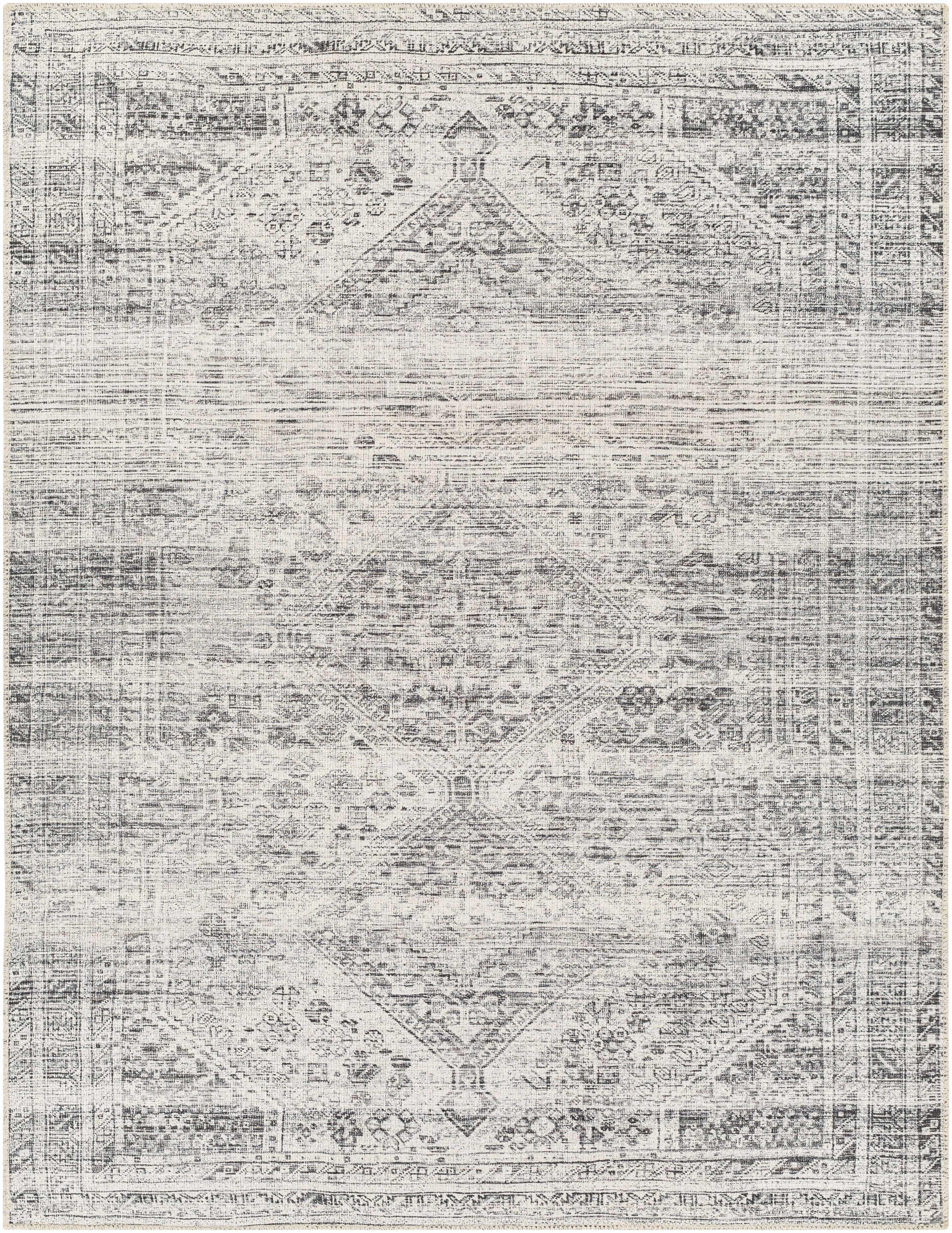 Barny Cream & Gray Washable Area Rug