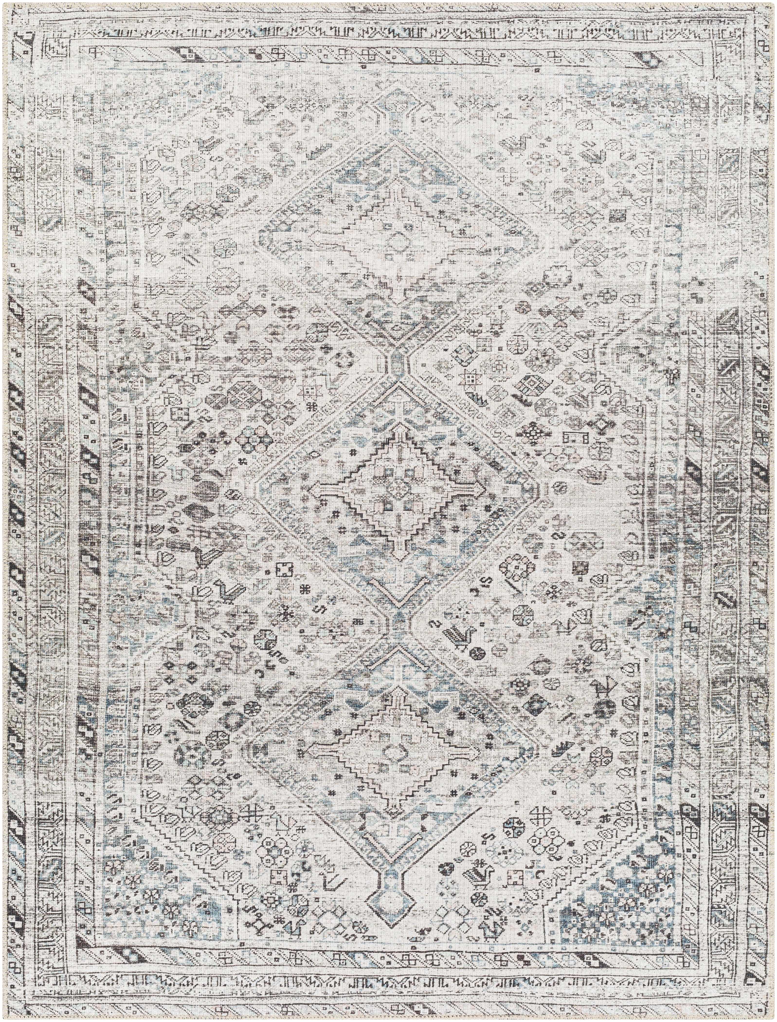 Barny Gray Washable Area Rug