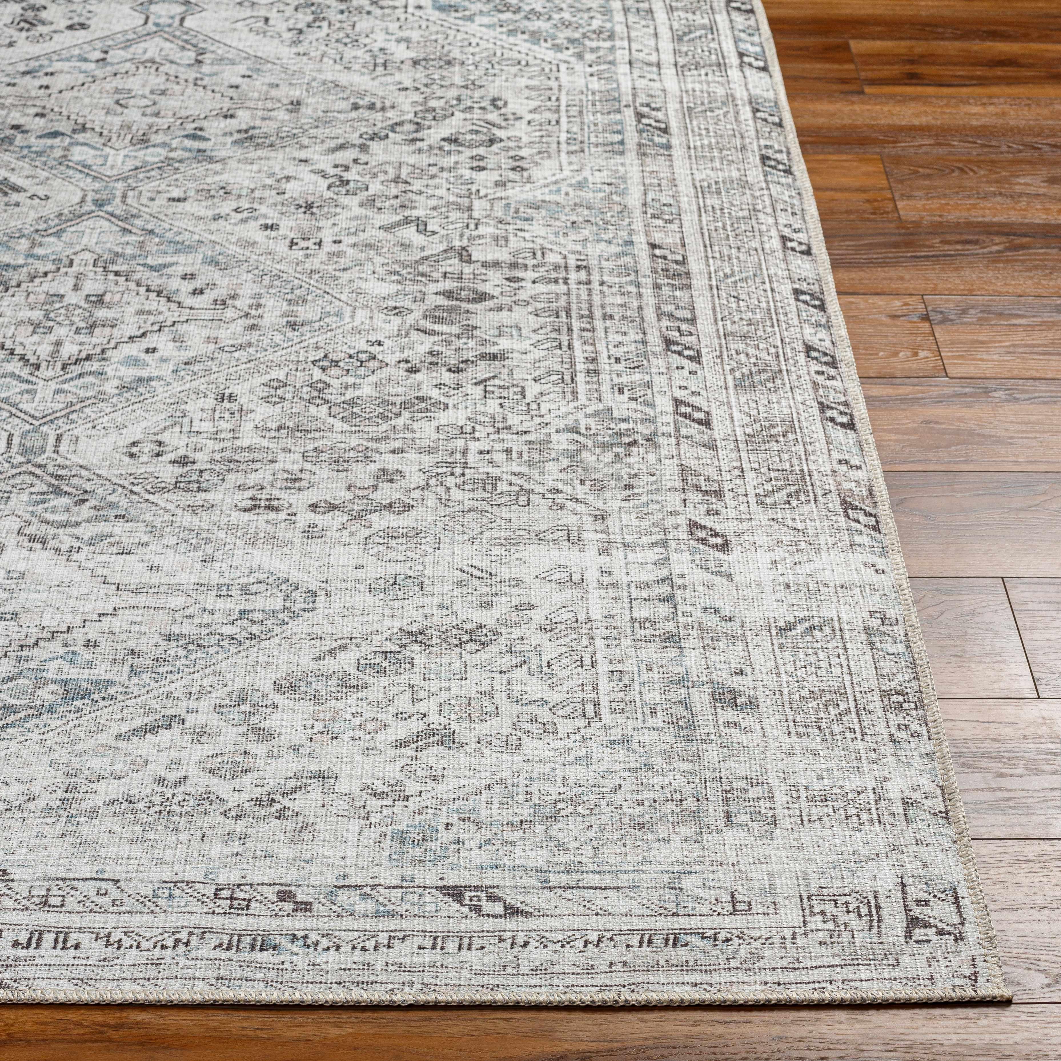 Barny Gray Washable Area Rug