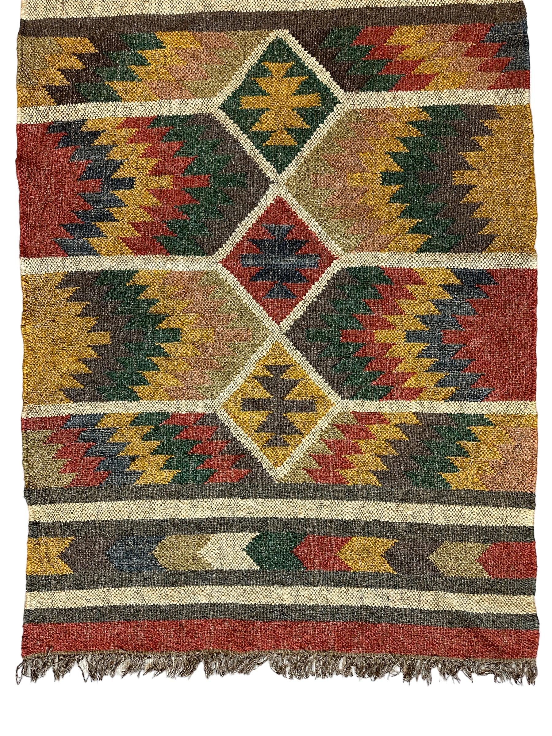 Beautiful Indo-Turkish Geometric Kilim Rug 3’ x 5’