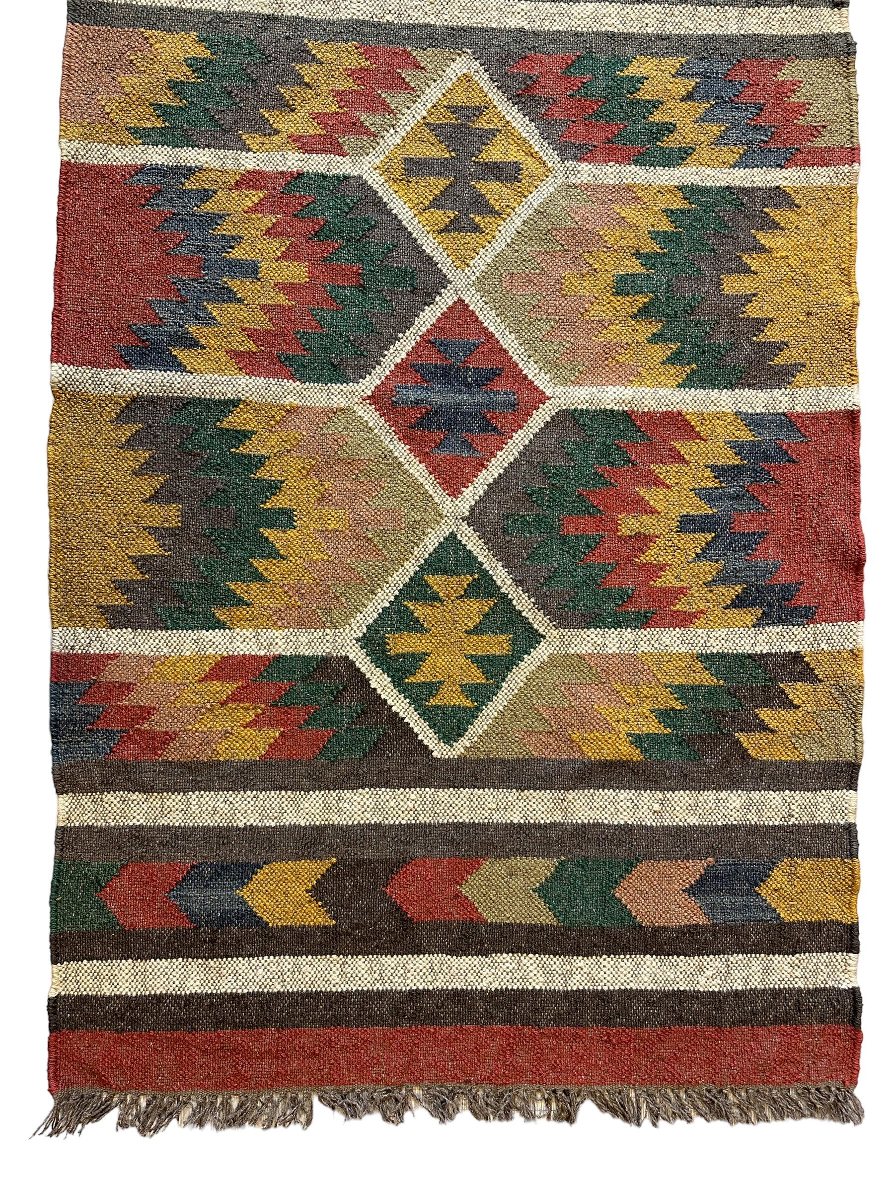 Beautiful Indo-Turkish Geometric Kilim Rug 3’ x 5’