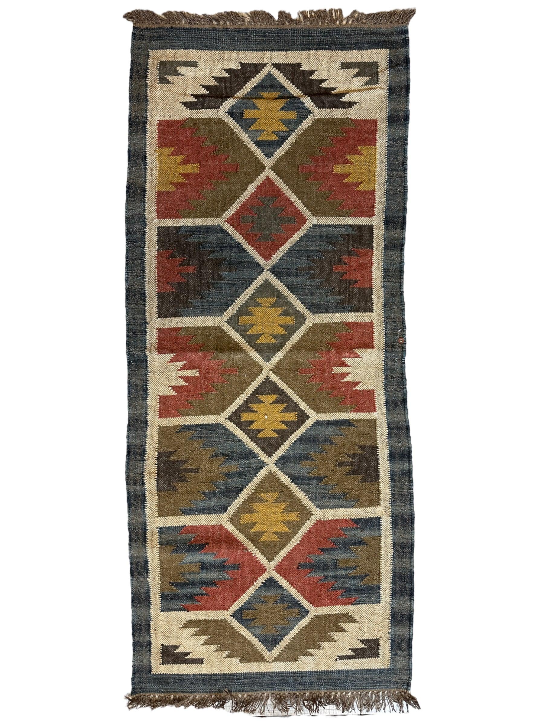 Beautiful Indo-Turkish Geometric Kilim Runner 2’6” x 6’