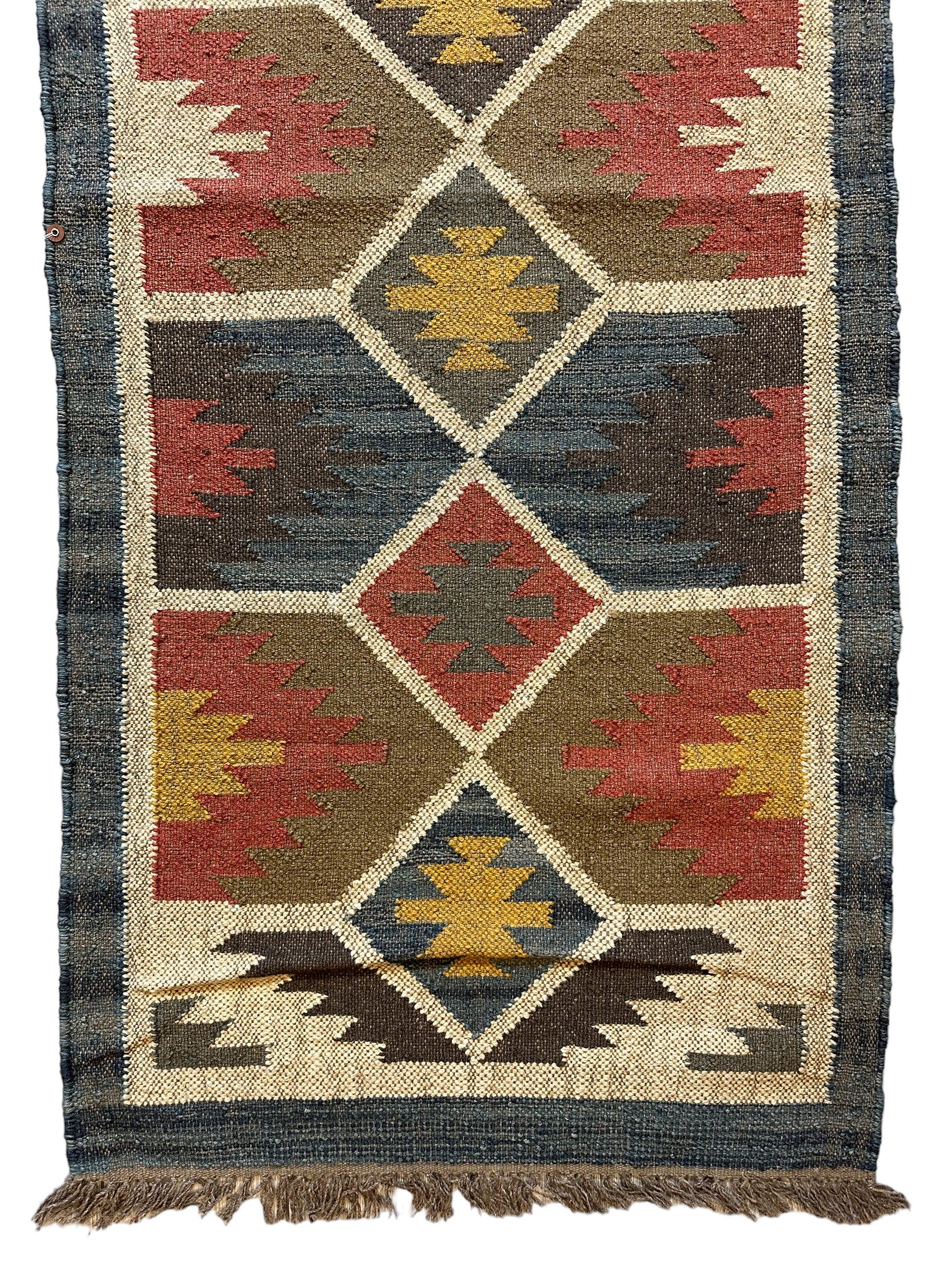 Beautiful Indo-Turkish Geometric Kilim Runner 2’6” x 6’