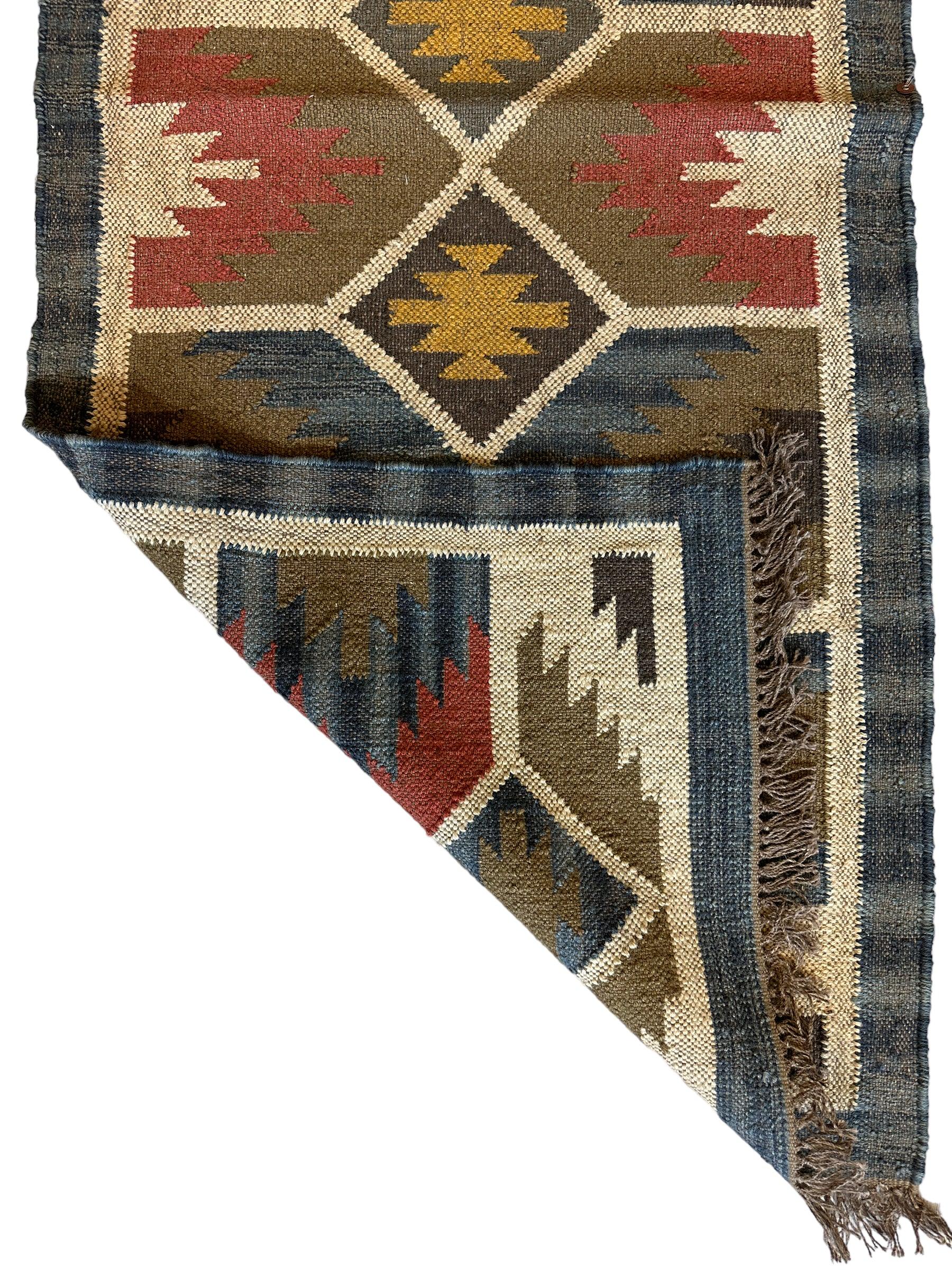 Beautiful Indo-Turkish Geometric Kilim Runner 2’6” x 6’