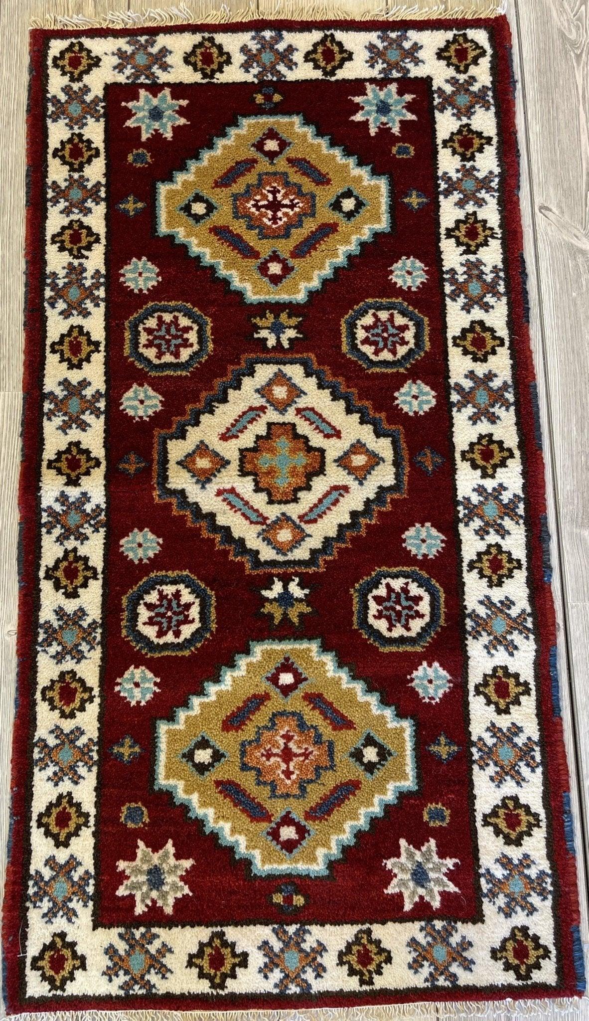 Beautiful Kazak Caucasian 2x4 Runner Rug