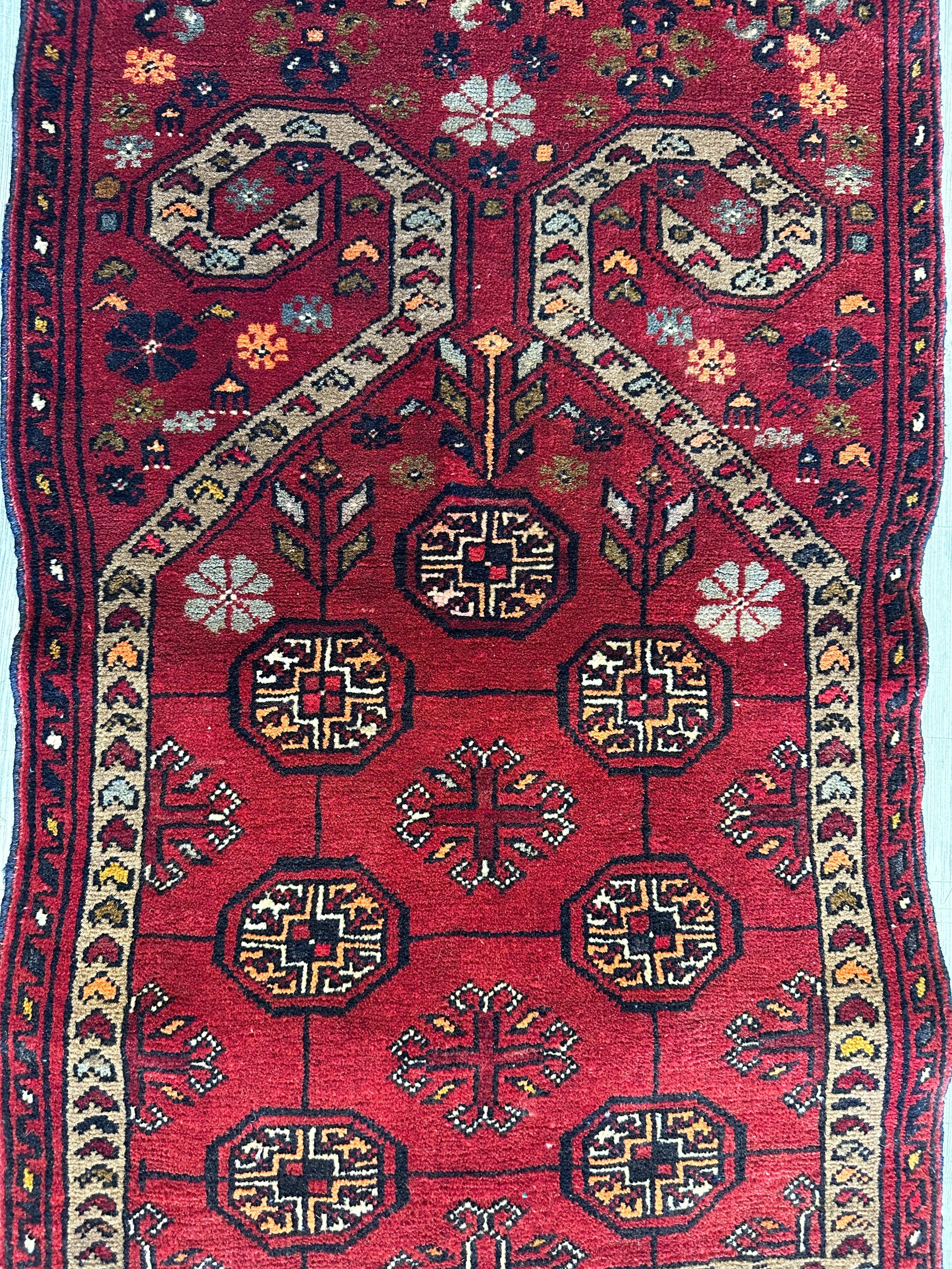 Beautiful Tribal Afghani Wool Prayer Rug 20”x40”