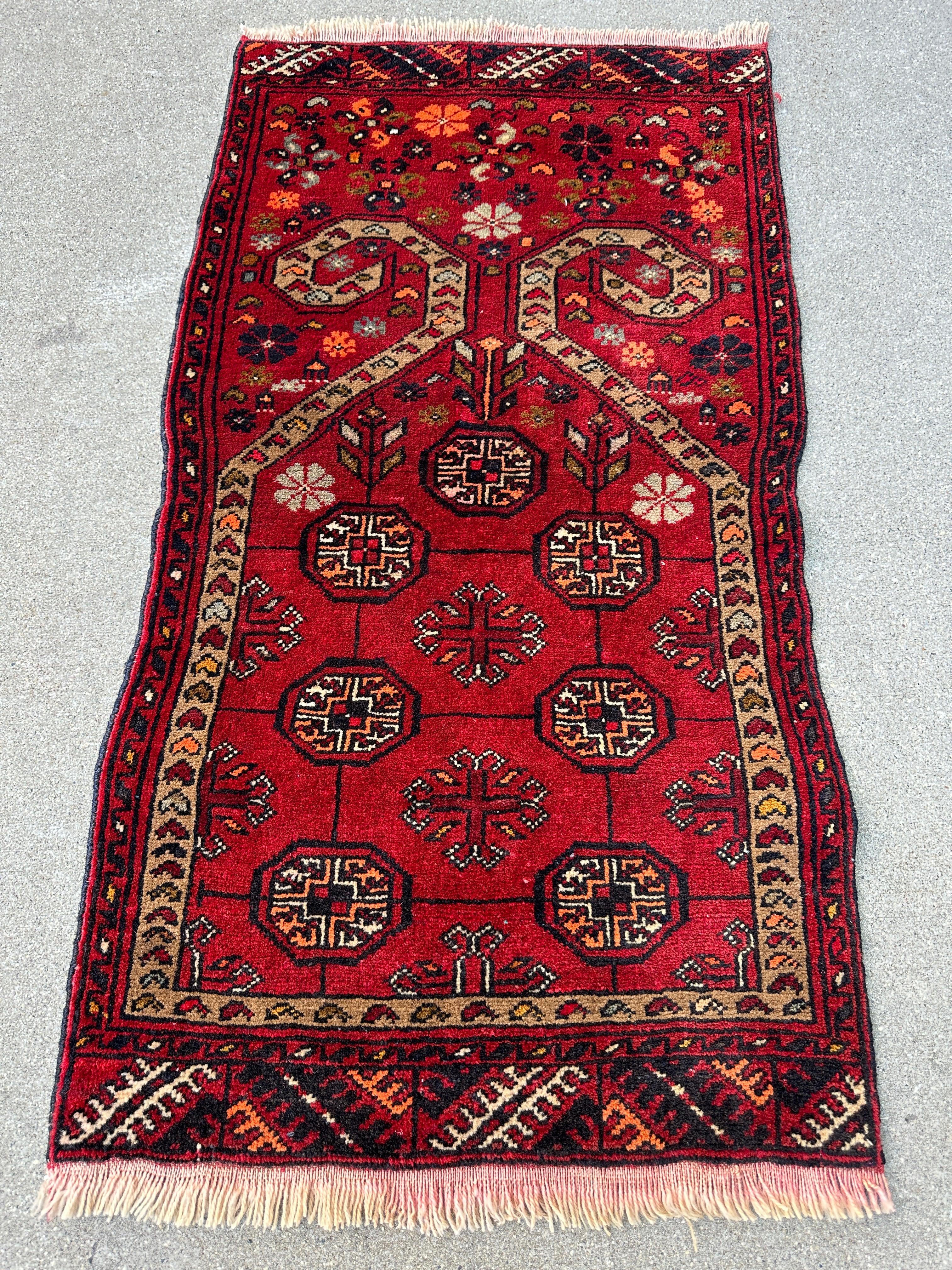 Beautiful Tribal Afghani Wool Prayer Rug 20”x40”