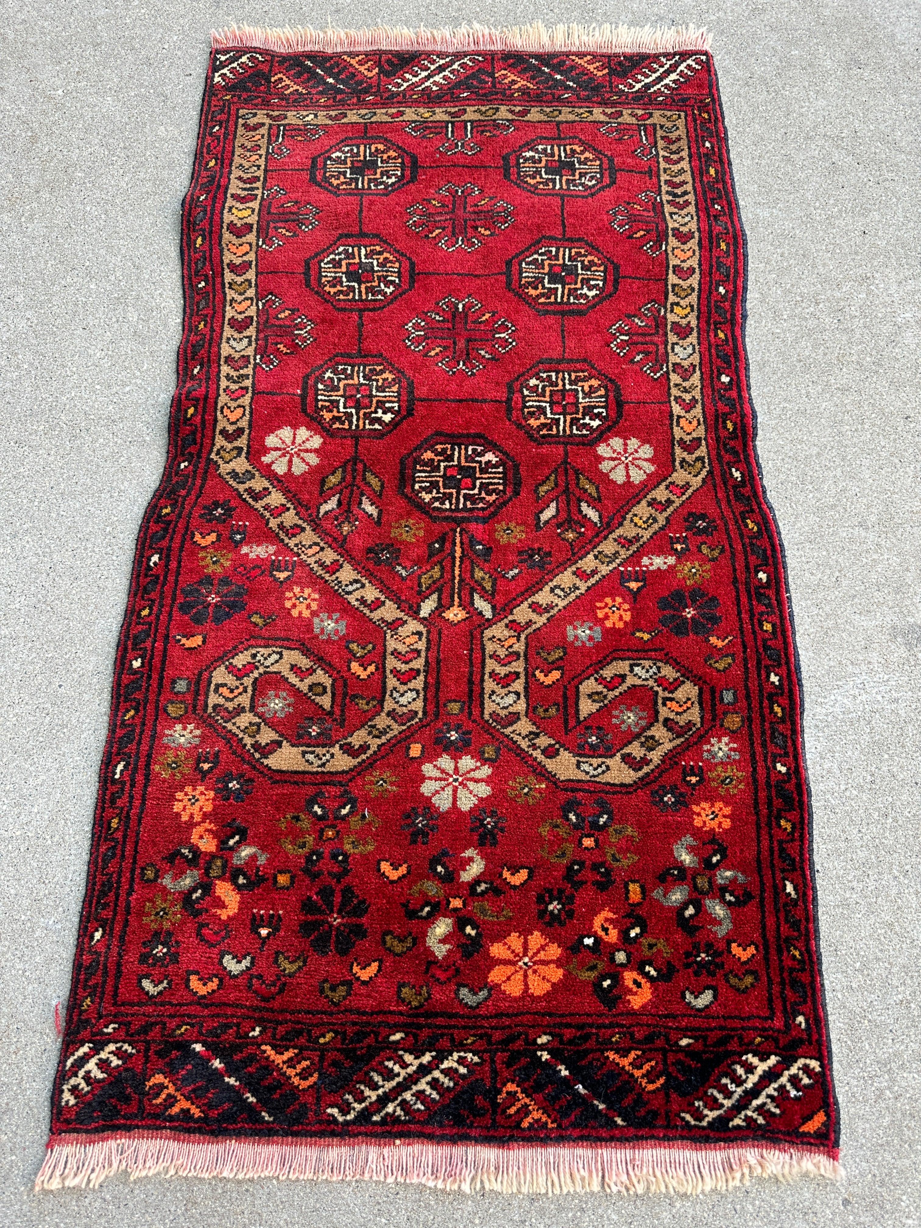 Beautiful Tribal Afghani Wool Prayer Rug 20”x40”